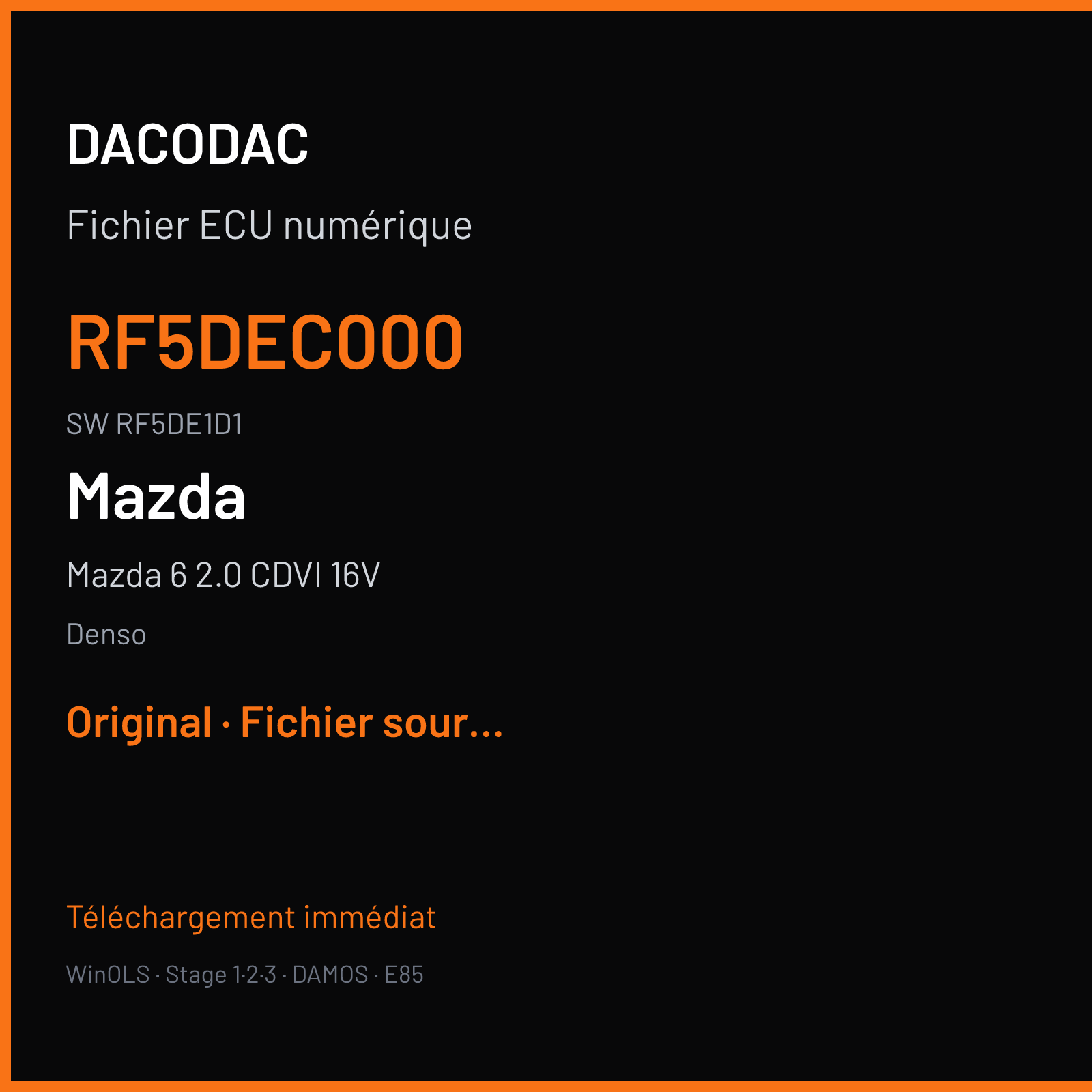 Mazda 6 2.0 CDVI 16V (2002) — Denso — RF5DEC000 · RF5DE1D1 — Original