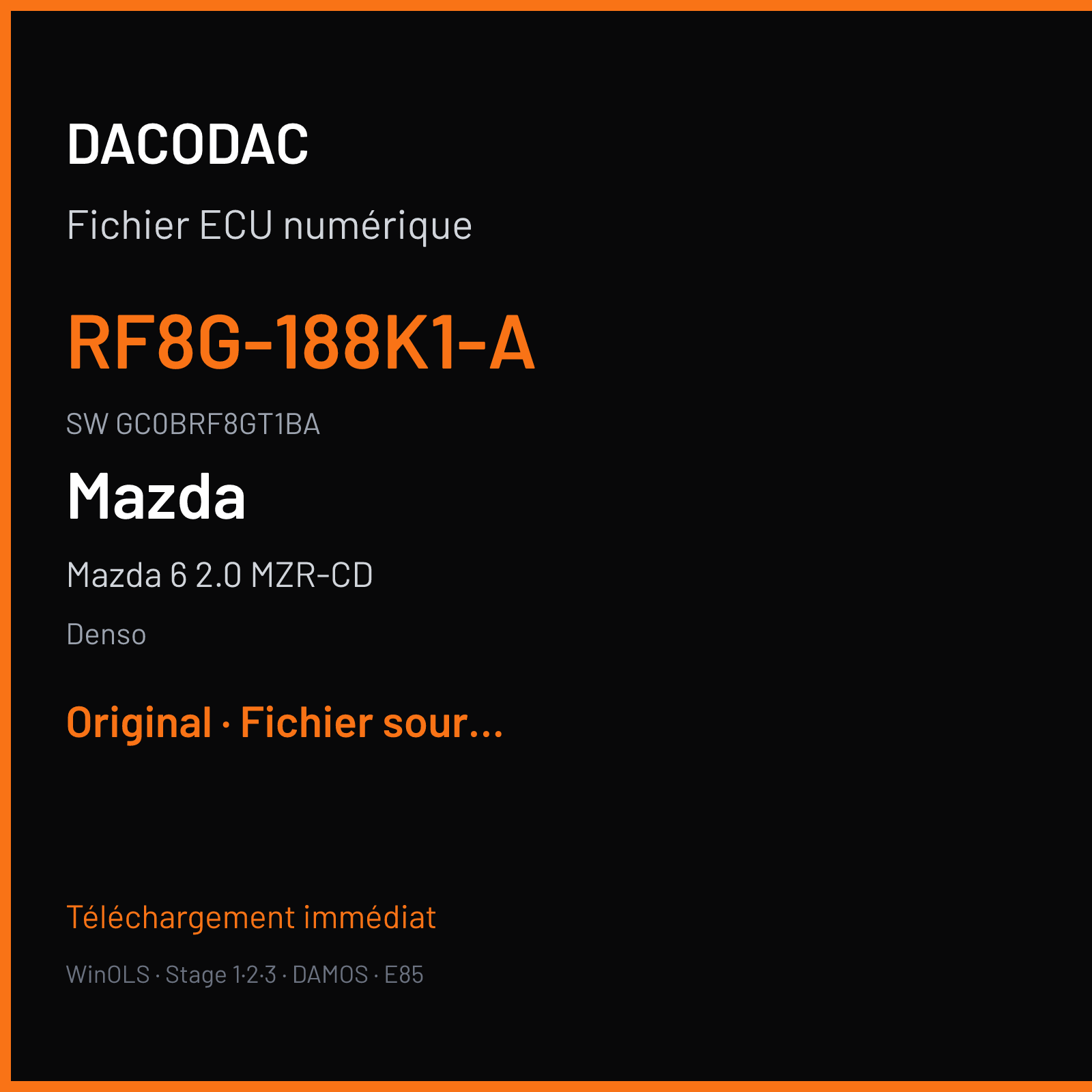 Mazda 6 2.0 MZR-CD (2008) — Denso — RF8G-188K1-A · GC0BRF8GT1BA — Original