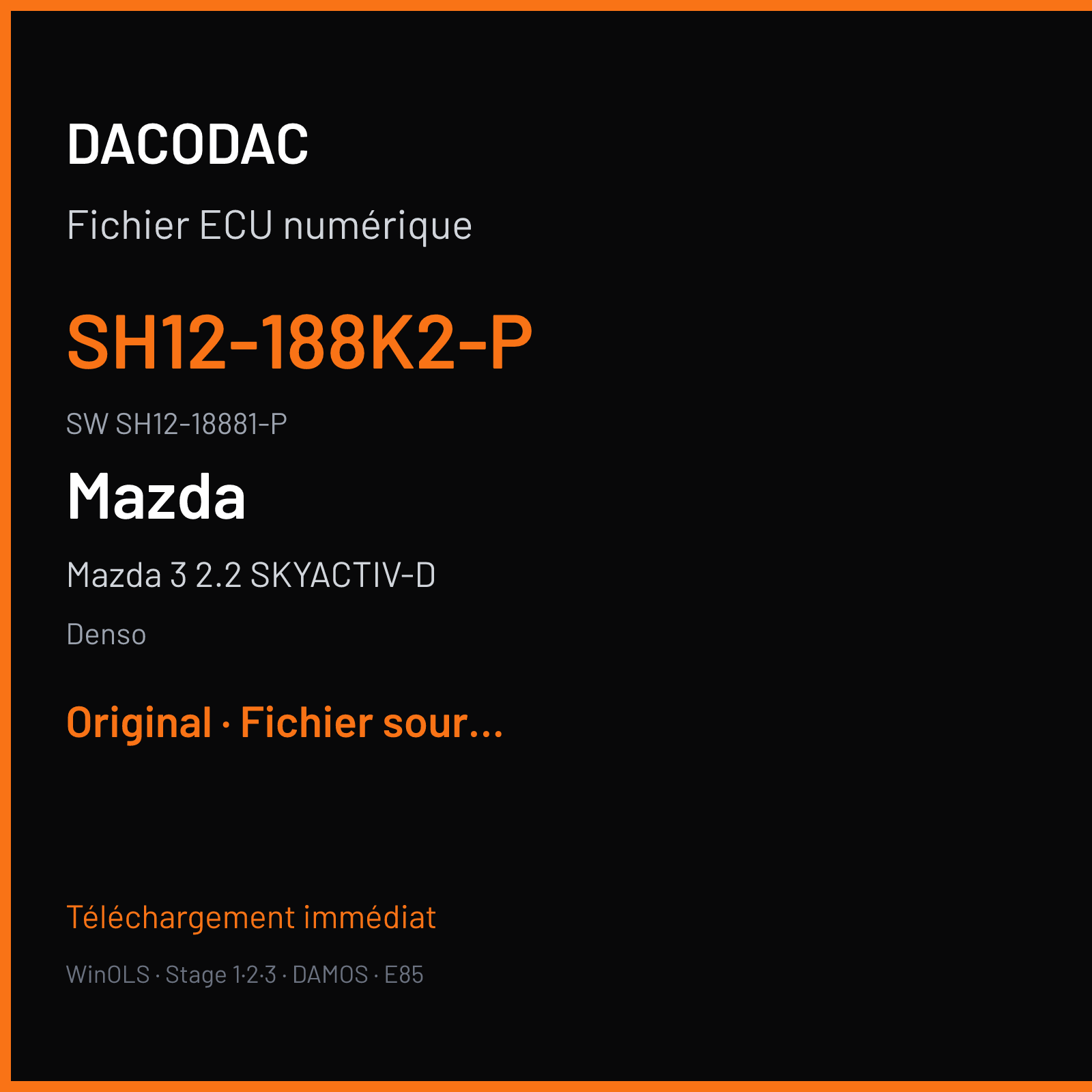 Mazda 3 2.2 SKYACTIV-D 150 ch (2014) — Denso — SH12-188K2-P · SH12-18881-P · GQA6SH12T4XA SH12 — Original