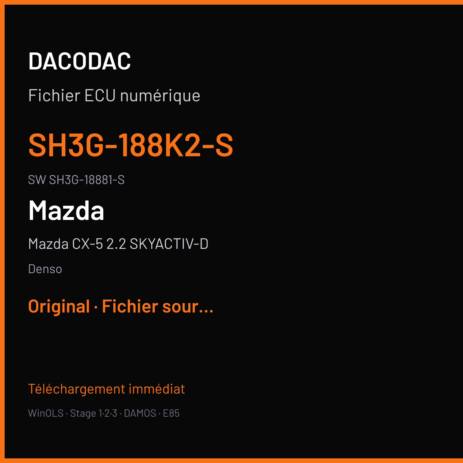 Mazda CX-5 2.2 SKYACTIV-D 175 ch (2014) — Denso — SH3G-188K2-S · SH3G-18881-S · G89XSH3GT5TA SH3 — Original