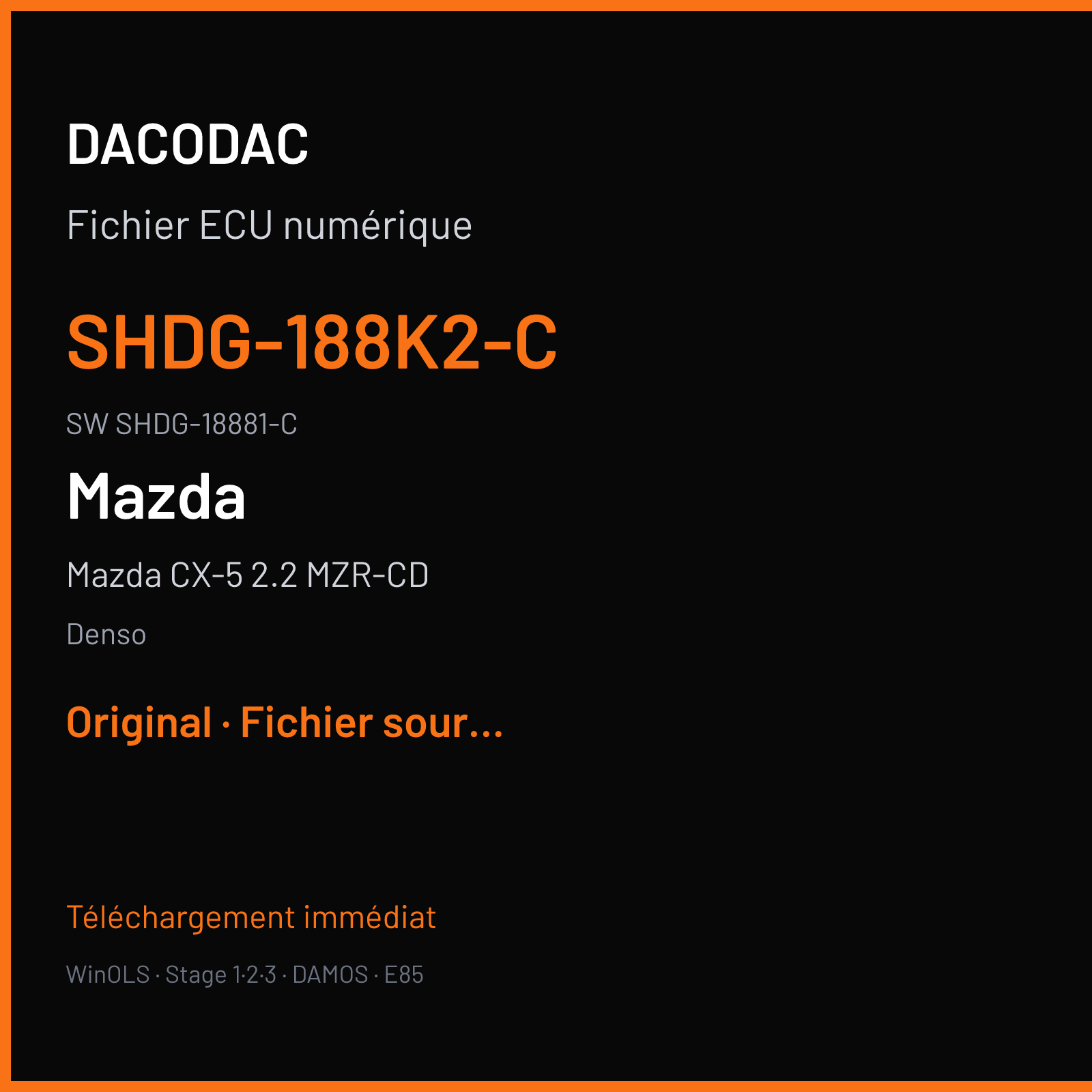 Mazda CX-5 2.2 MZR-CD 150 ch (2017) — Denso — SHDG-188K2-C · SHDG-18881-C · GS9BSHDGT4RA — Original