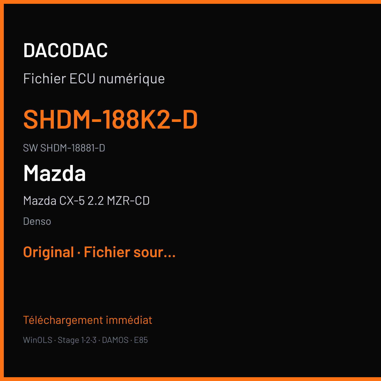 Mazda CX-5 2.2 MZR-CD 175 ch (2018) — Denso — SHDM-188K2-D · SHDM-18881-D · GS9JSHDMT4RB SH725X — Original