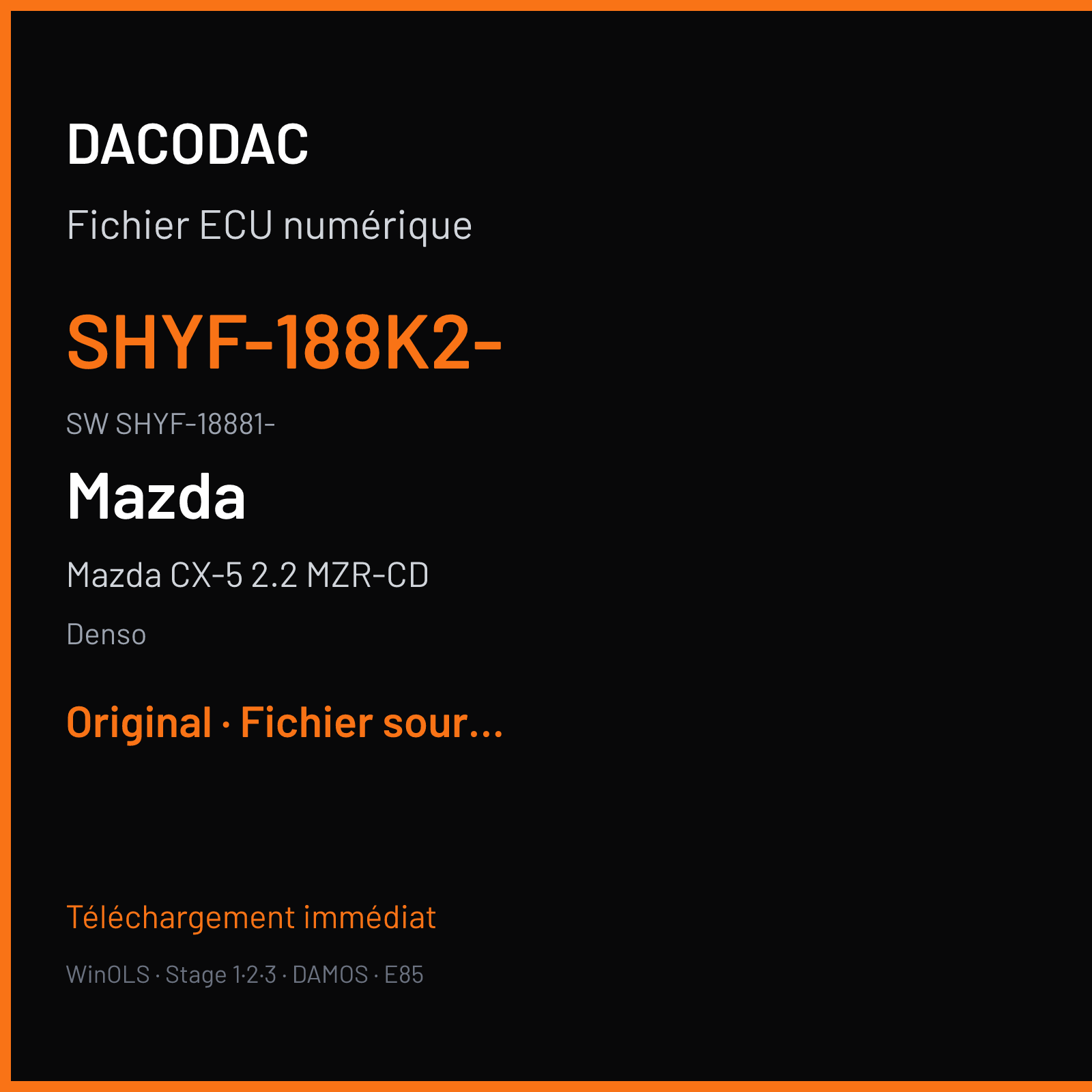 Mazda CX-5 2.2 MZR-CD 150 ch (2014) — Denso — SHYF-188K2- · SHYF-18881- · G89CSHYFT5NA SH725X — Original