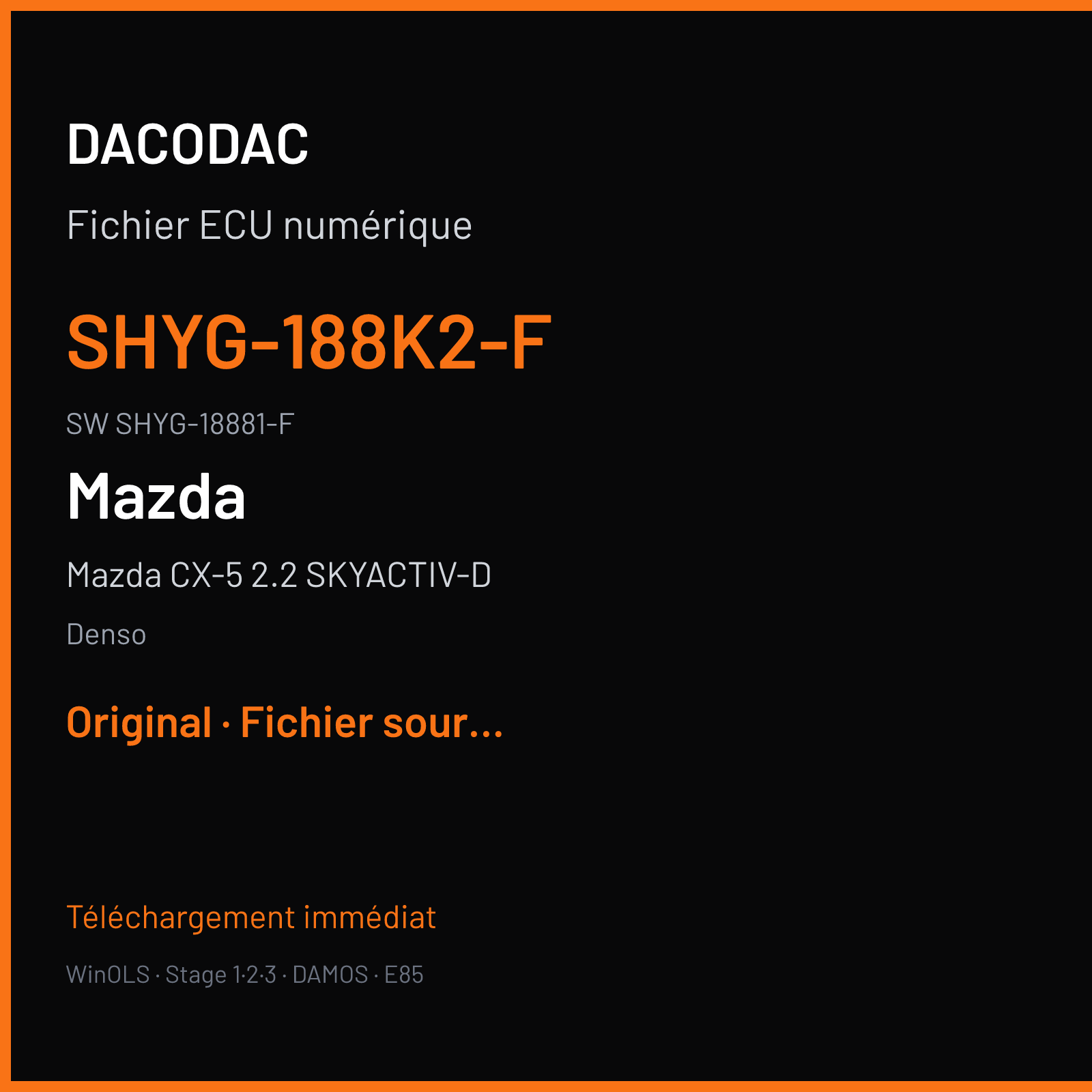 Mazda CX-5 2.2 SKYACTIV-D 150 ch (2012) — Denso — SHYG-188K2-F · SHYG-18881-F · G89XSHYGT5TA SH12 — Original