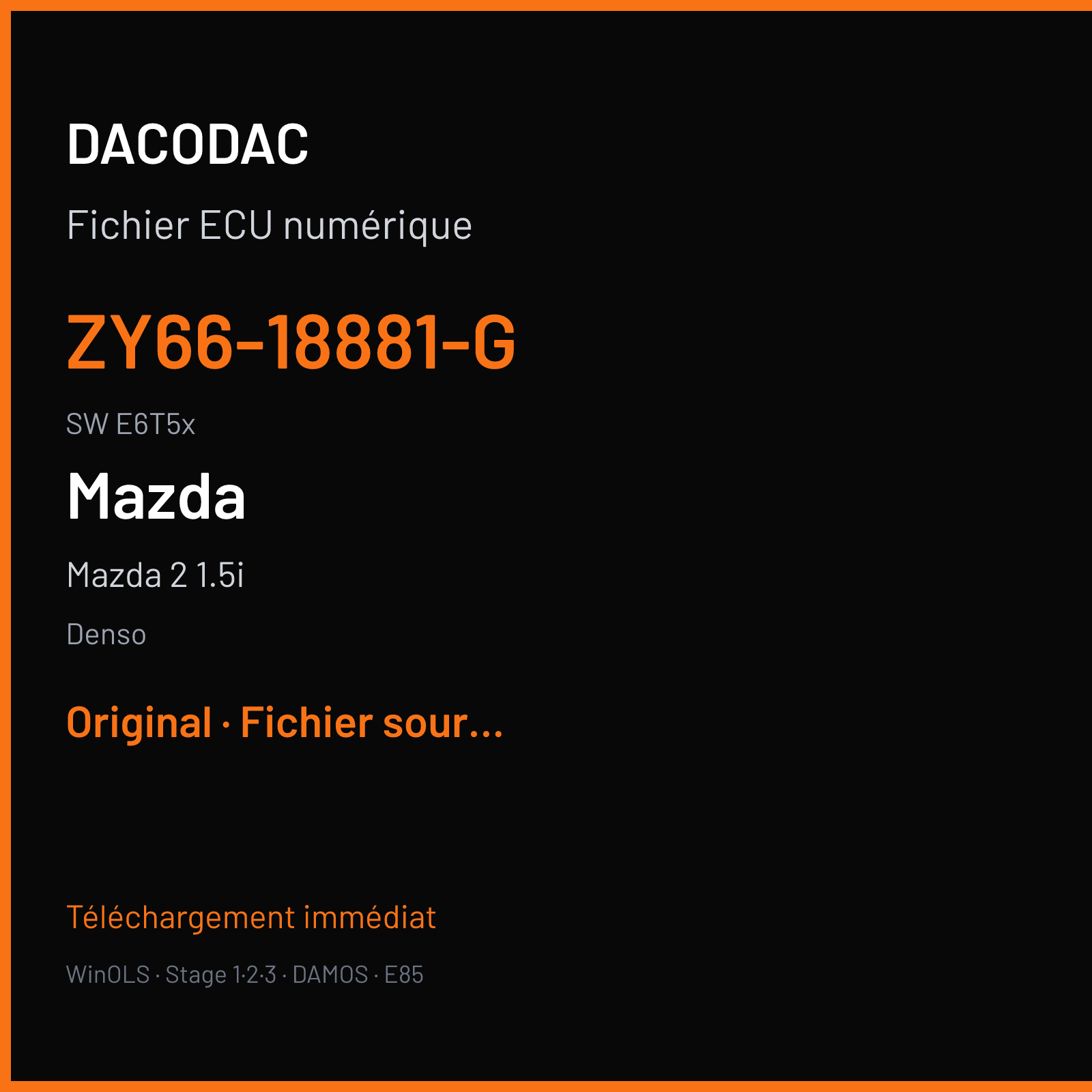 Mazda 2 1.5i (2009) — Denso — ZY66-18881-G · E6T5x — Original