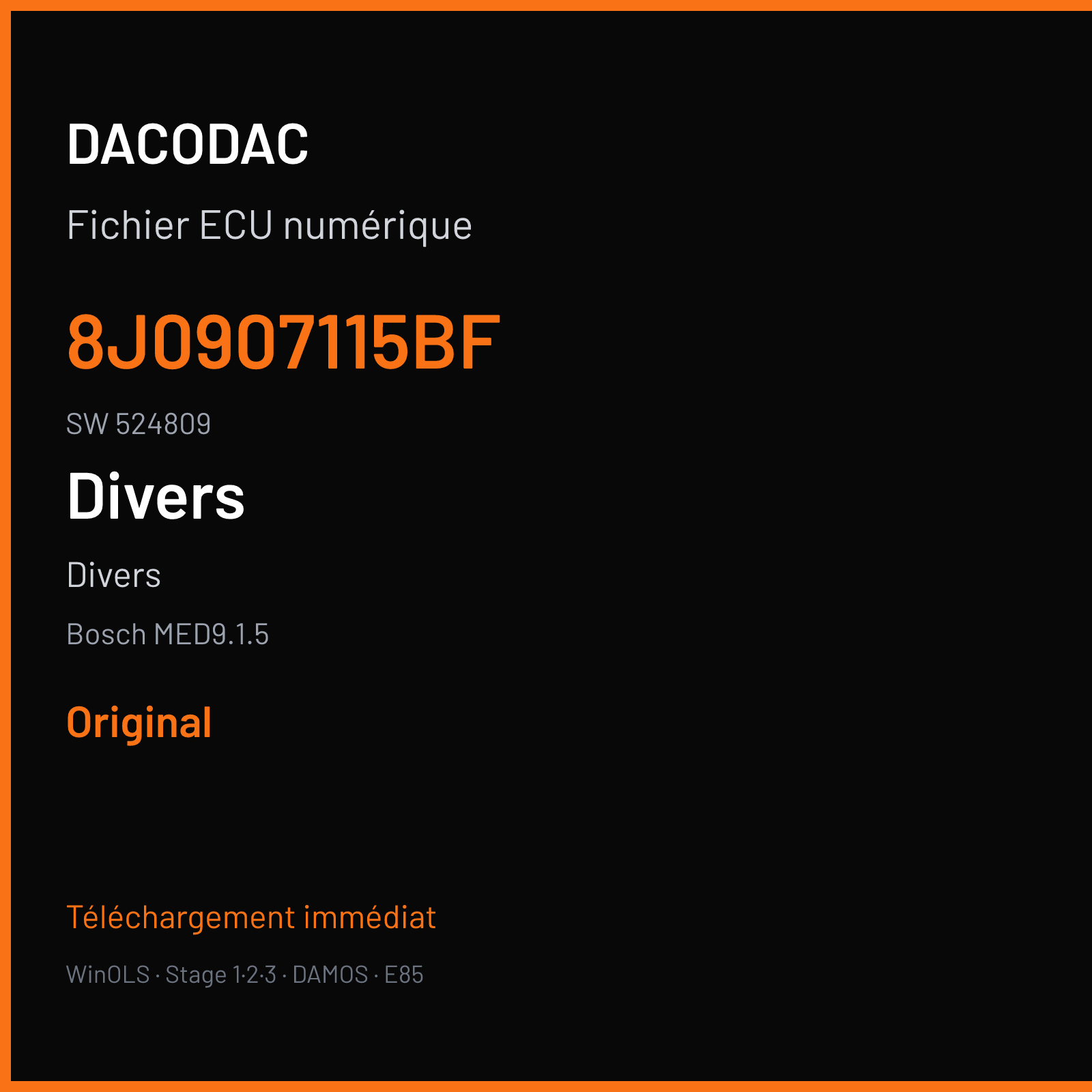 Divers — Bosch MED9.1.5 — 8J0907115BF · 524809 — Original