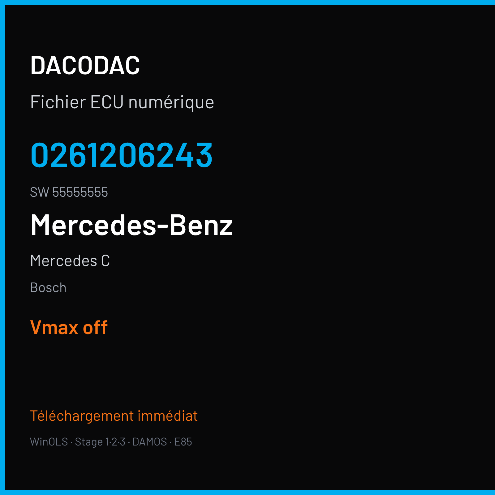 Mercedes C 218 ch — Bosch — 0261206243 · 55555555 · 350501 NoData — VMAX off
