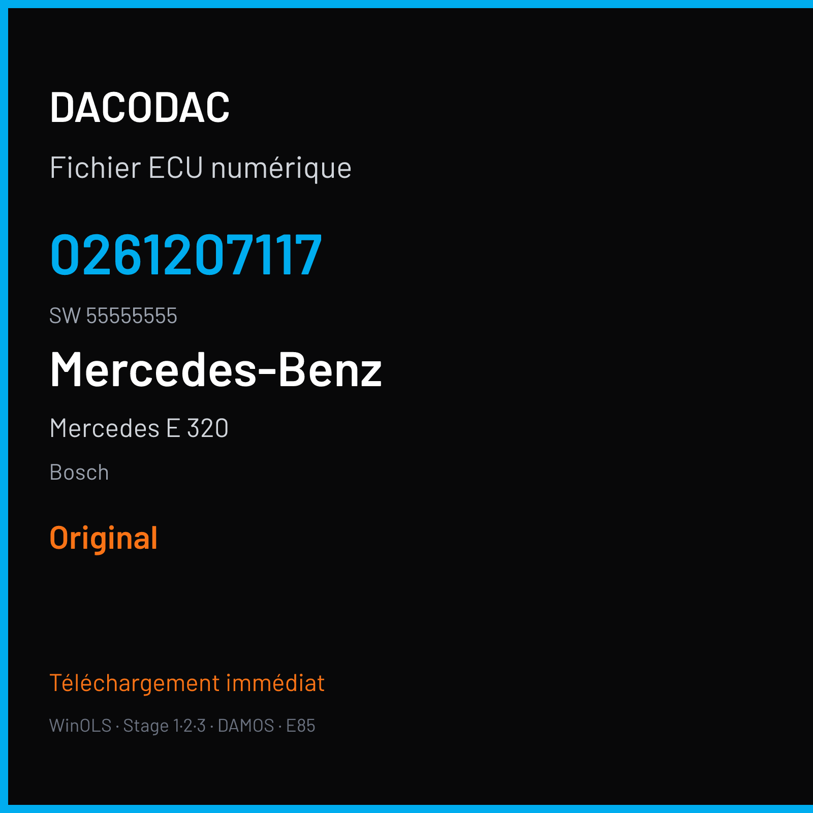 Mercedes E 320 204 ch (2000) — Bosch — 0261207117 · 55555555 · 351448 — Original