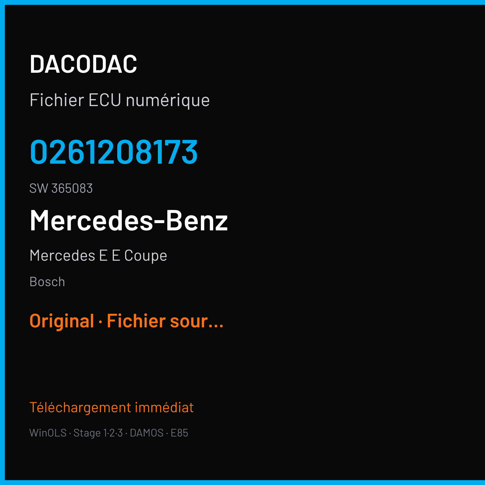 Mercedes E E Coupe (2003) — Bosch — 0261208173 · 365083 — Original