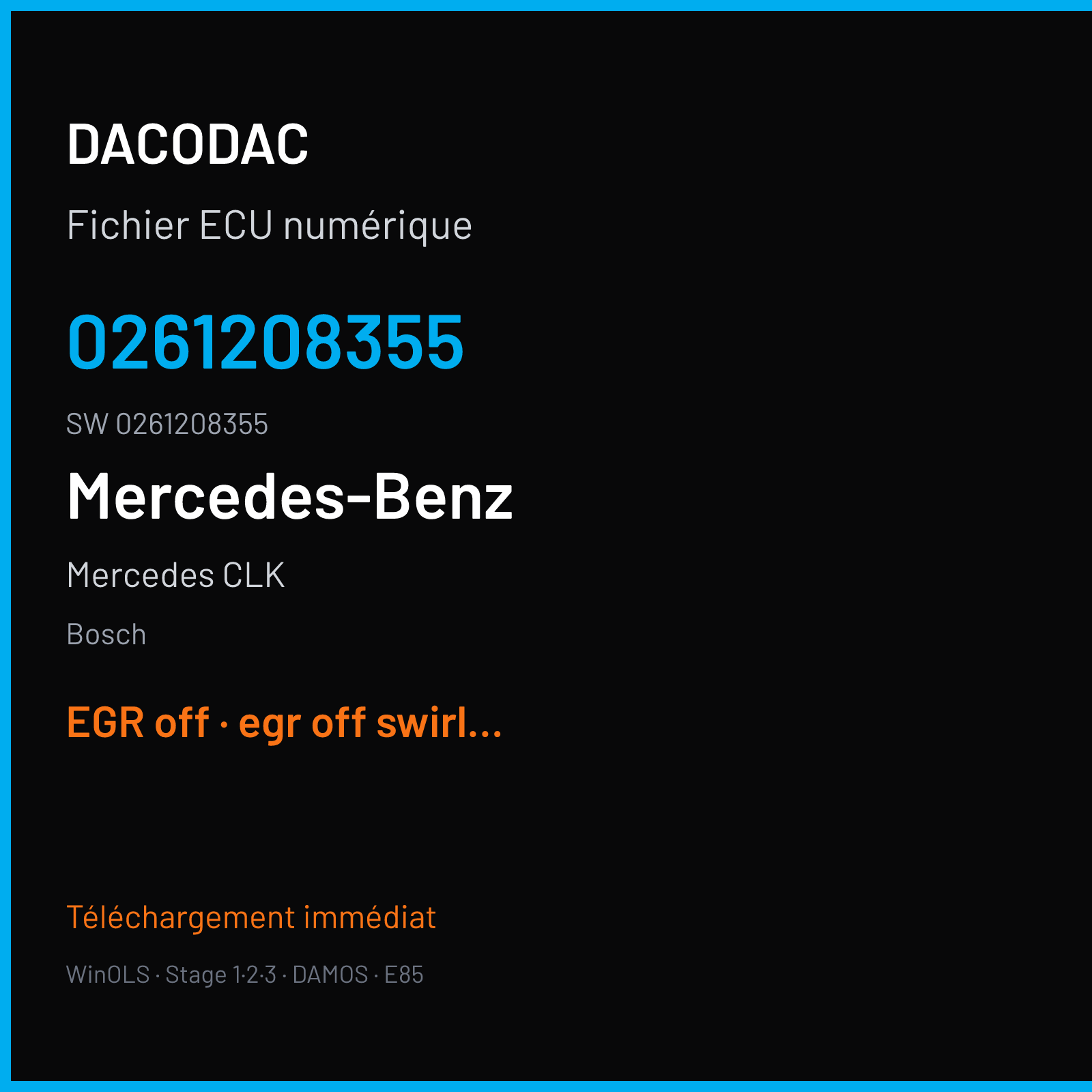 Mercedes CLK 306 ch (2003) — Bosch — 0261208355 · 0261208355 · 365177 1131534879 — EGR off