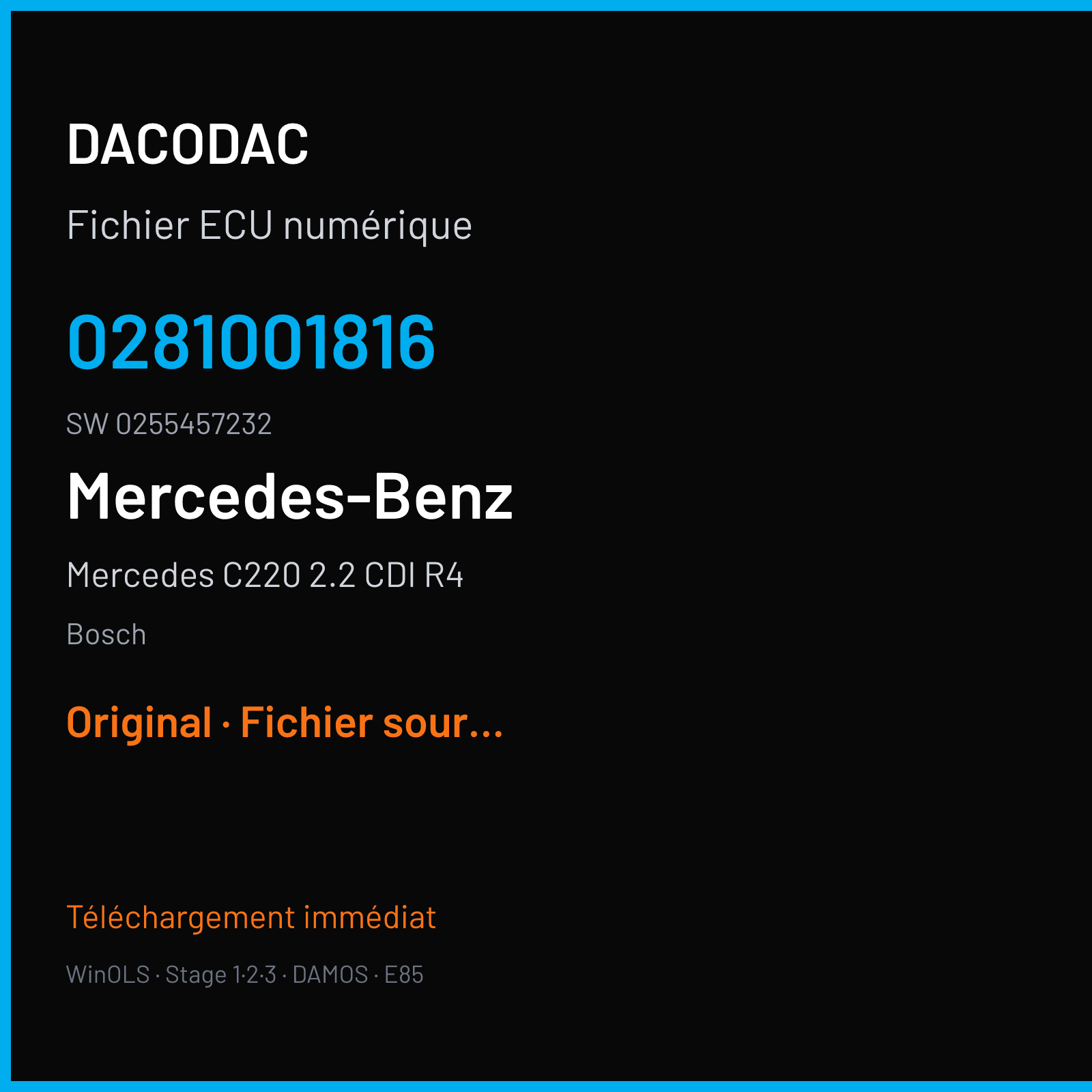 Mercedes C220 2.2 CDI R4 125 ch (2000) — Bosch — 0281001816 · 0255457232 · 358088 — Original