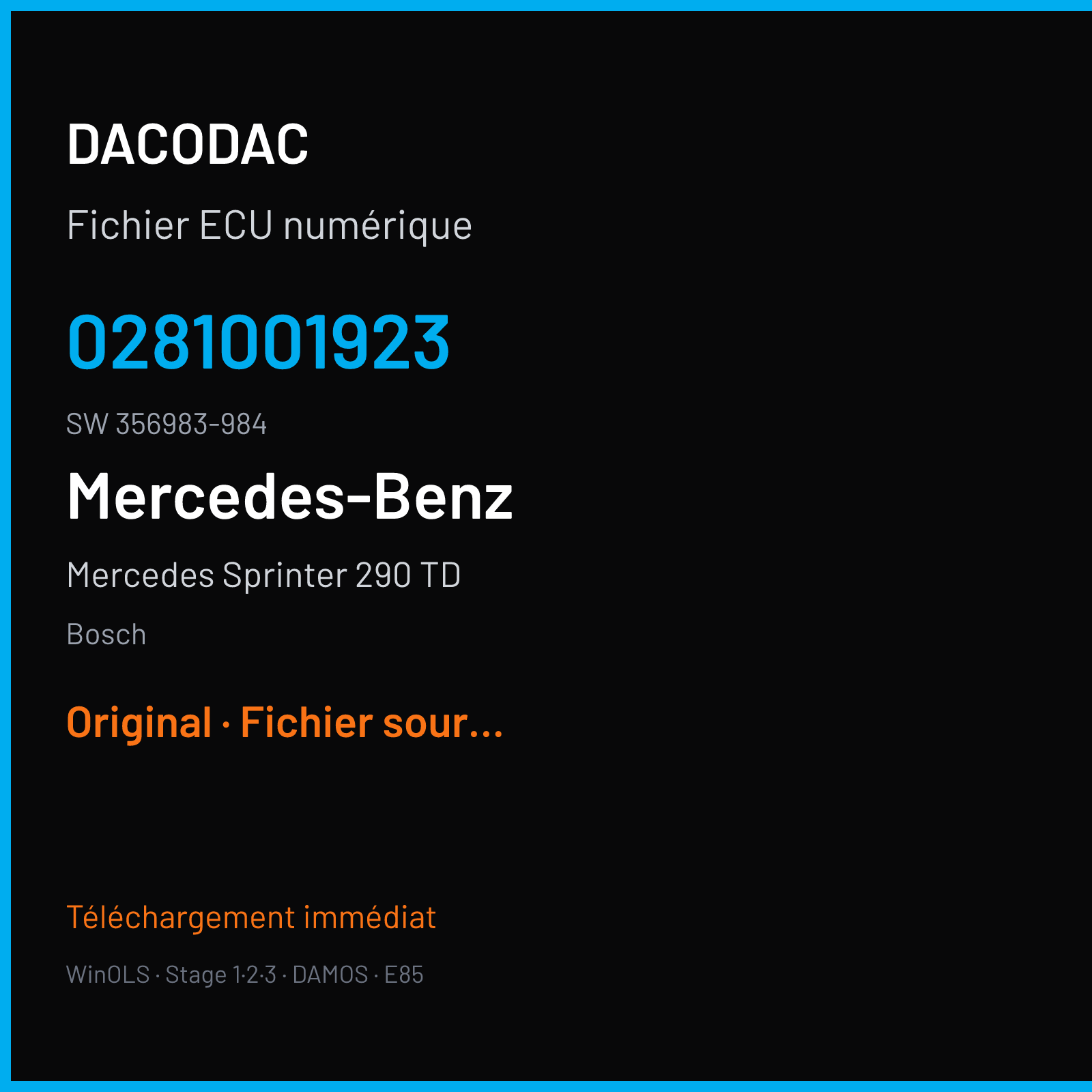Mercedes Sprinter 290 TD — Bosch — 0281001923 · 356983-984 — Original