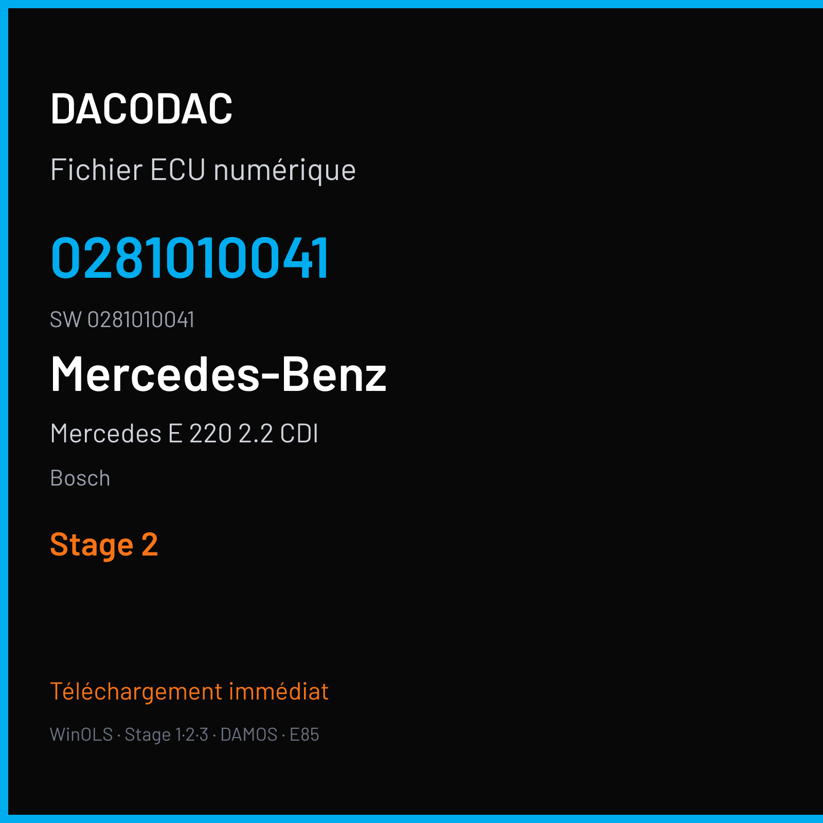 Mercedes E 220 2.2 CDI 140 ch (2000) — Bosch — 0281010041 · 0281010041 · 351213 Undefined — Stage 2