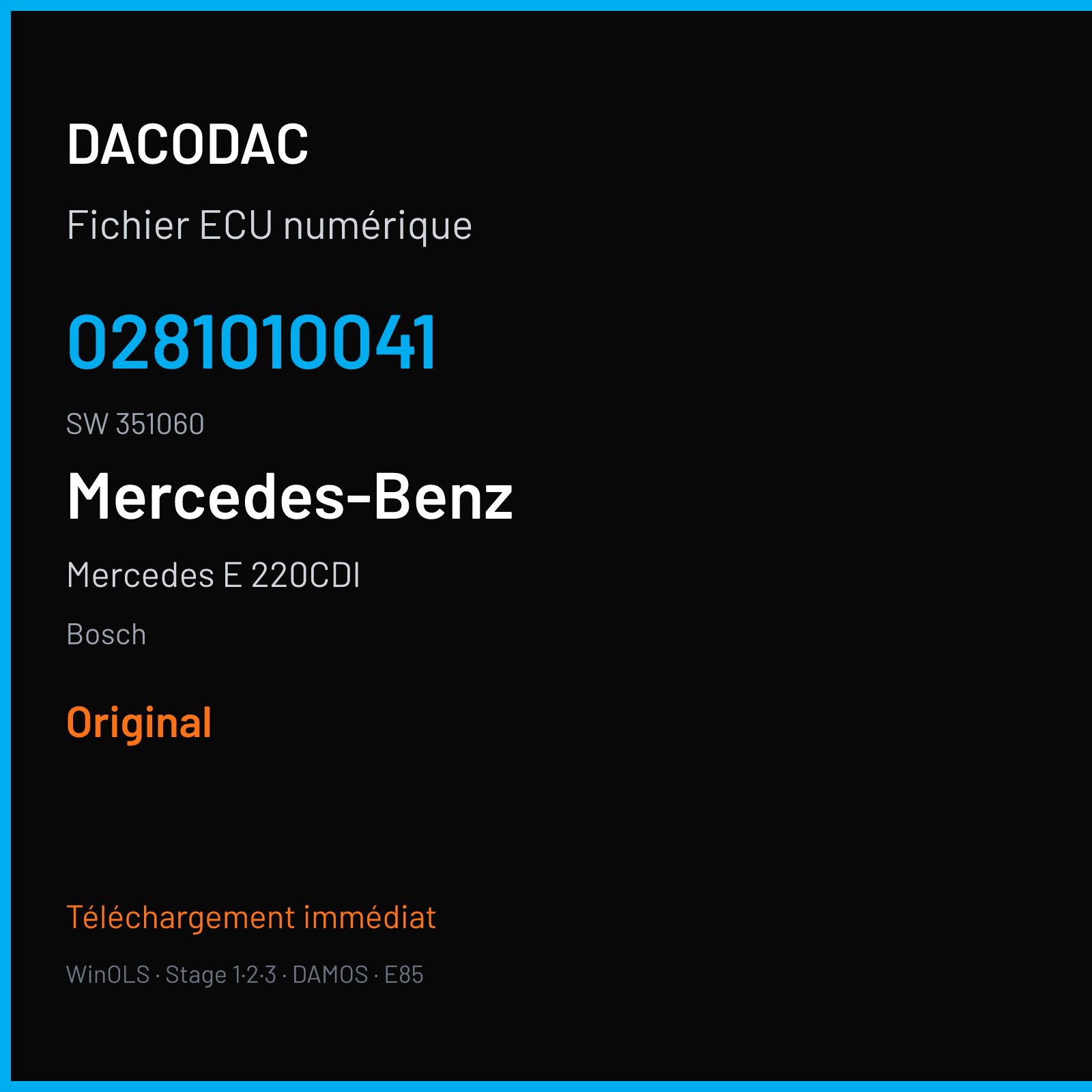 Mercedes E 220CDI 143 ch (2000) — Bosch — 0281010041 · 351060 — Original
