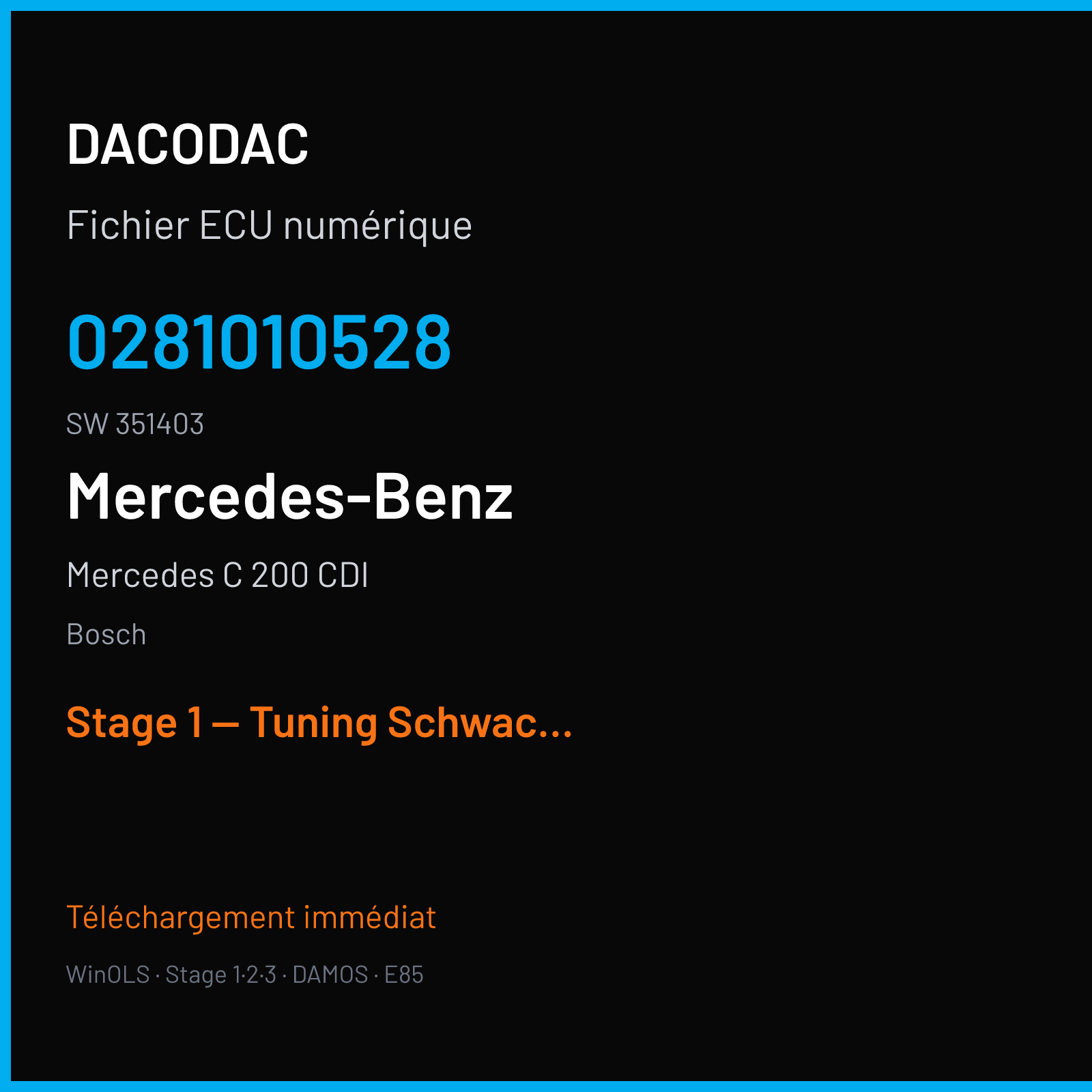 Mercedes C 200 CDI — Bosch — 0281010528 · 351403 — Stage 1 — Tuning Schwach OK