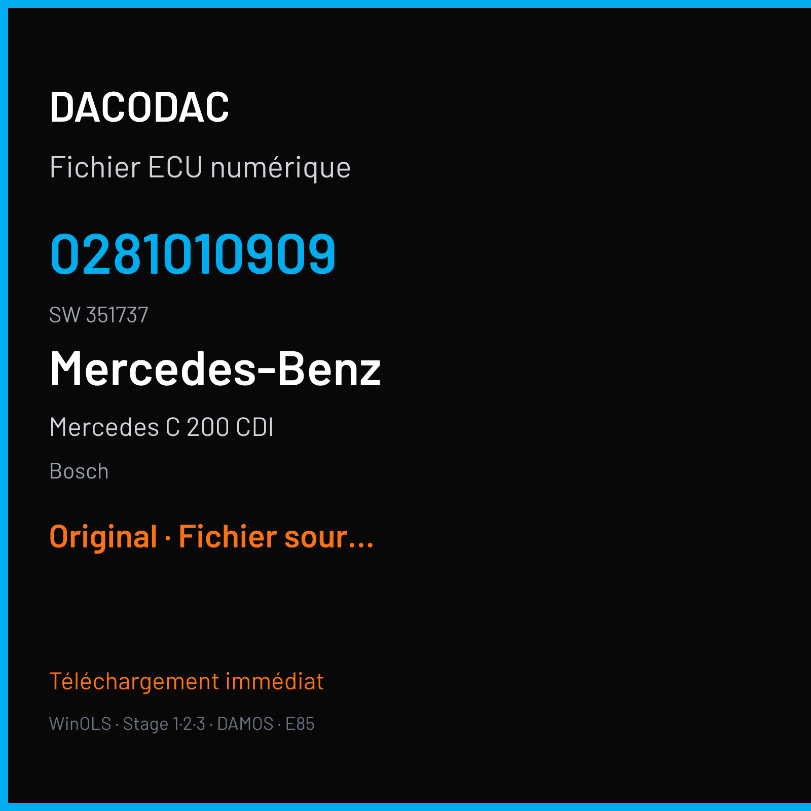 Mercedes C 200 CDI — Bosch — 0281010909 · 351737 — Original