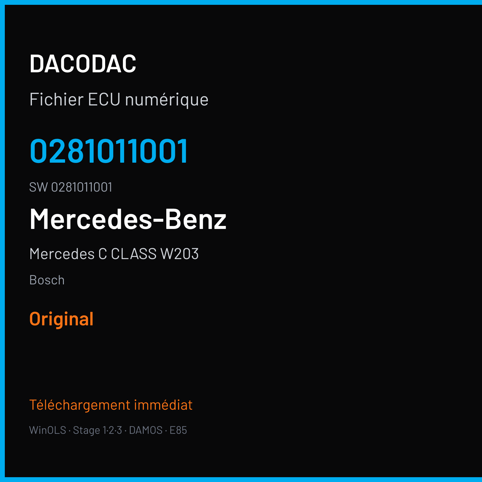 Mercedes C CLASS W203 141 ch — Bosch — 0281011001 · 0281011001 · 351820 — Original