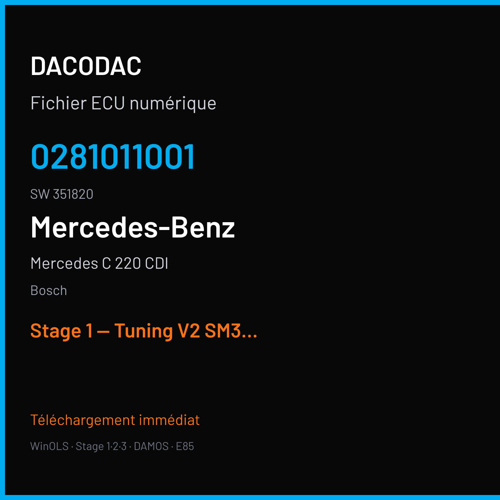 Mercedes C 220 CDI — Bosch — 0281011001 · 351820 — Stage 1 — Tuning V2 SM3