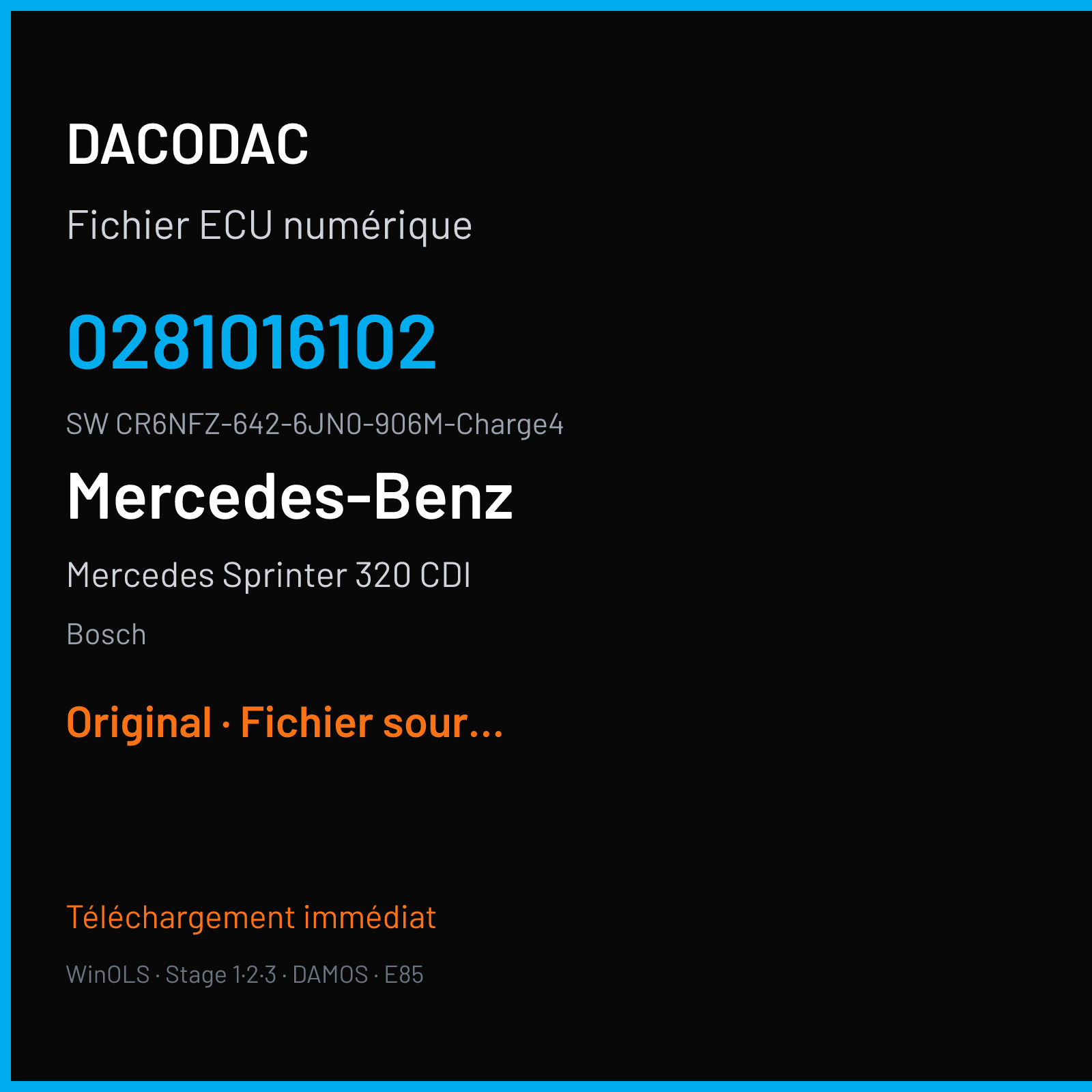 Mercedes Sprinter 320 CDI (2010) — Bosch — 0281016102 · CR6NFZ-642-6JN0-906M-Charge4 — Original
