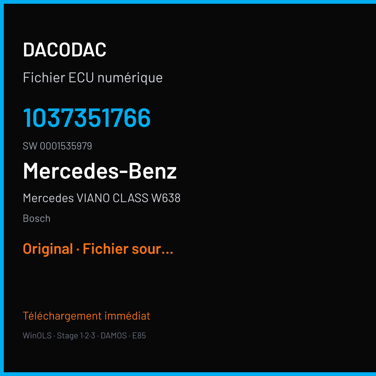 Mercedes VIANO CLASS W638 120 ch — Bosch — 1037351766 · 0001535979 · 351766 — Original