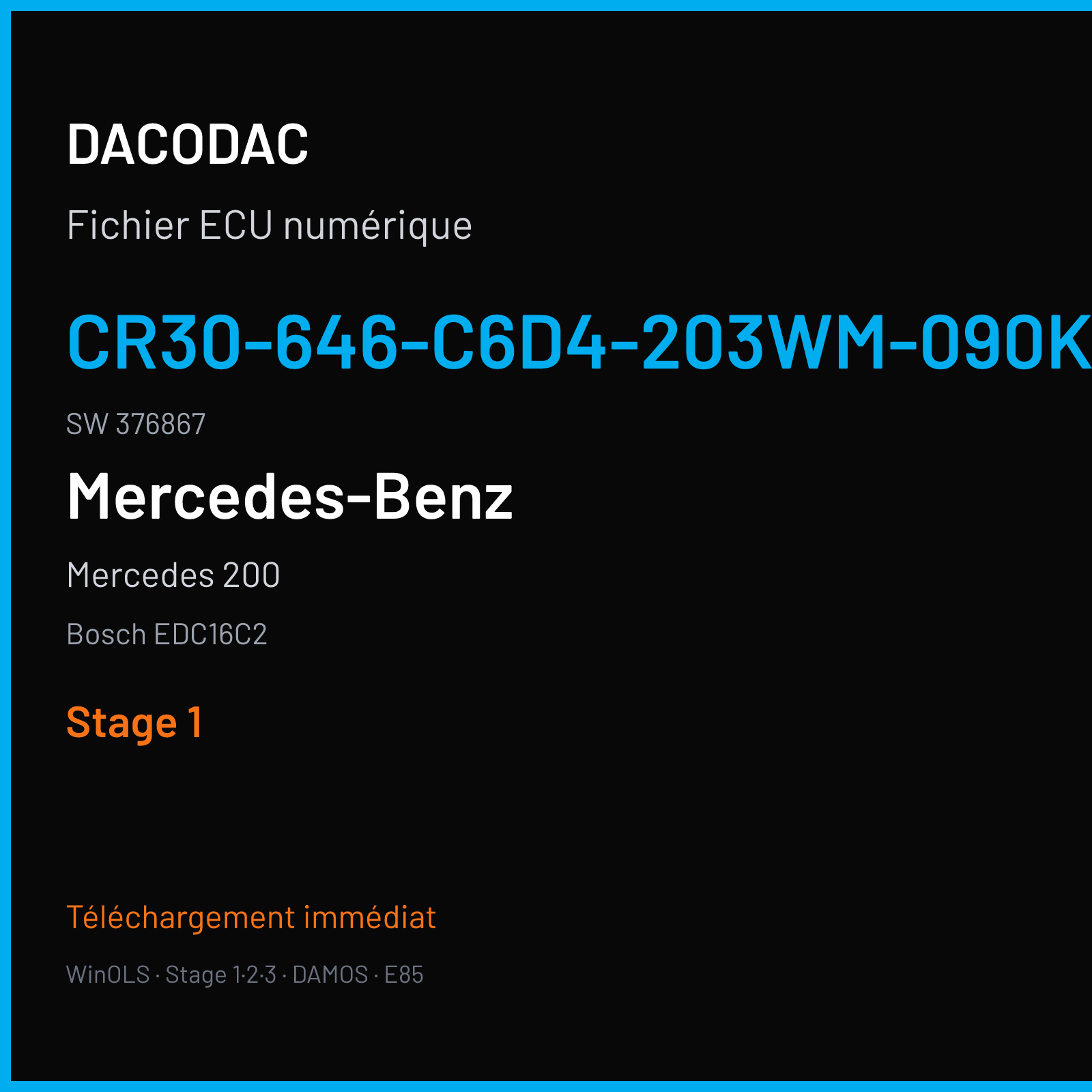 Mercedes 200 (2006) — Bosch EDC16C2 — CR30-646-C6D4-203WM-090KW-EU4OP-ME-1705X050 · 376867 — Stage 1