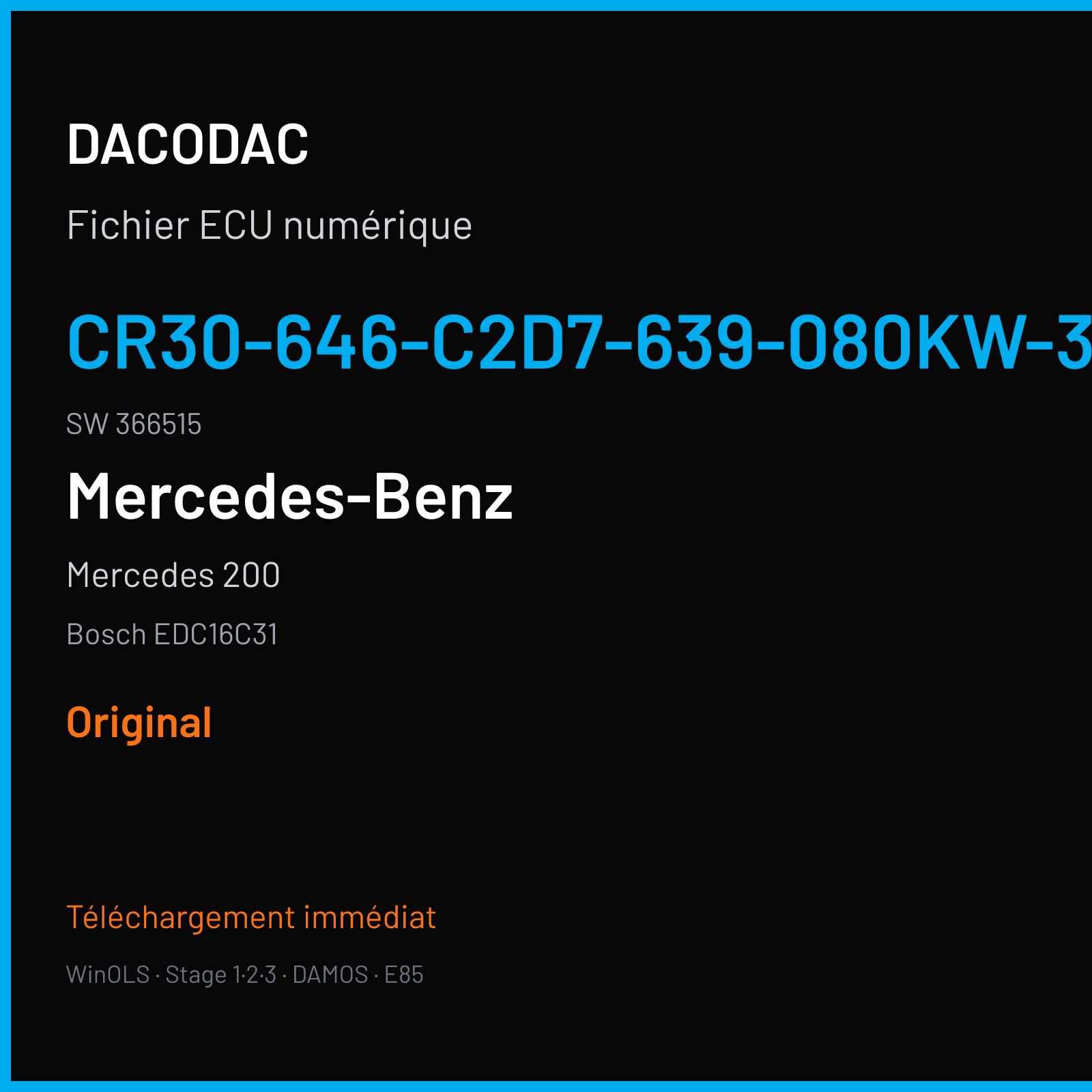 Mercedes 200 (2004) — Bosch EDC16C31 — CR30-646-C2D7-639-080KW-30-0AEF-01-DAG-ME · 366515 — Original