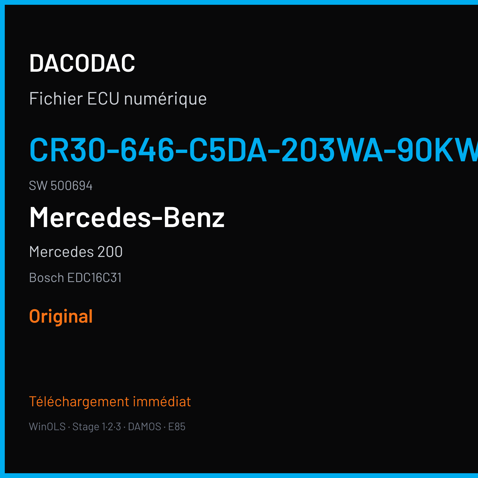 Mercedes 200 (2005) — Bosch EDC16C31 — CR30-646-C5DA-203WA-90KW-EU3-ME-1009X012 · 500694 — Original