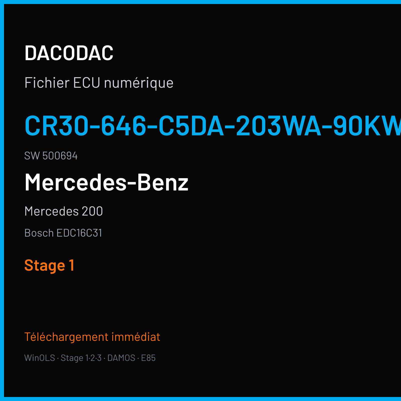 Mercedes 200 (2005) — Bosch EDC16C31 — CR30-646-C5DA-203WA-90KW-EU3-ME-1009X012 · 500694 — Stage 1