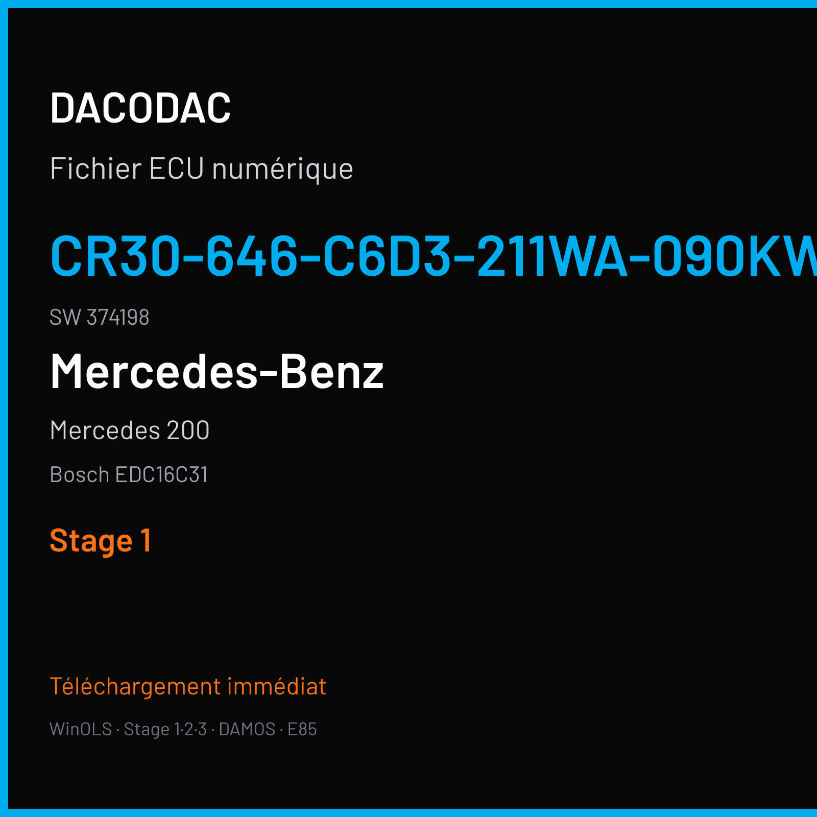 Mercedes 200 (2005) — Bosch EDC16C31 — CR30-646-C6D3-211WA-090KW-EU4OP-ME-4004X043 · 374198 — Stage 1