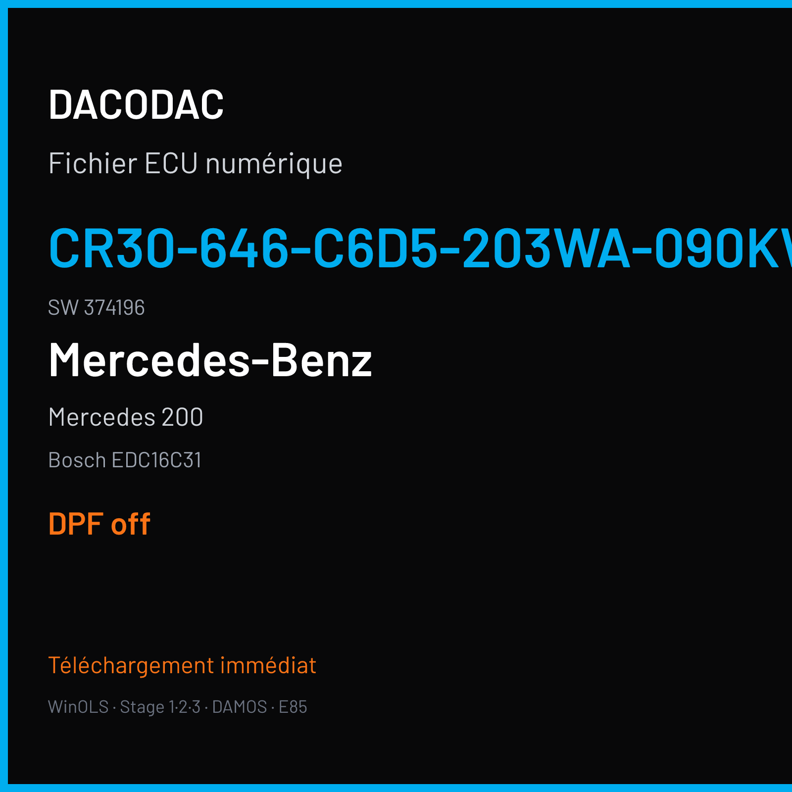 Mercedes 200 — Bosch EDC16C31 — CR30-646-C6D5-203WA-090KW-EU4OP-ME-1407X052 · 374196 — DPF off