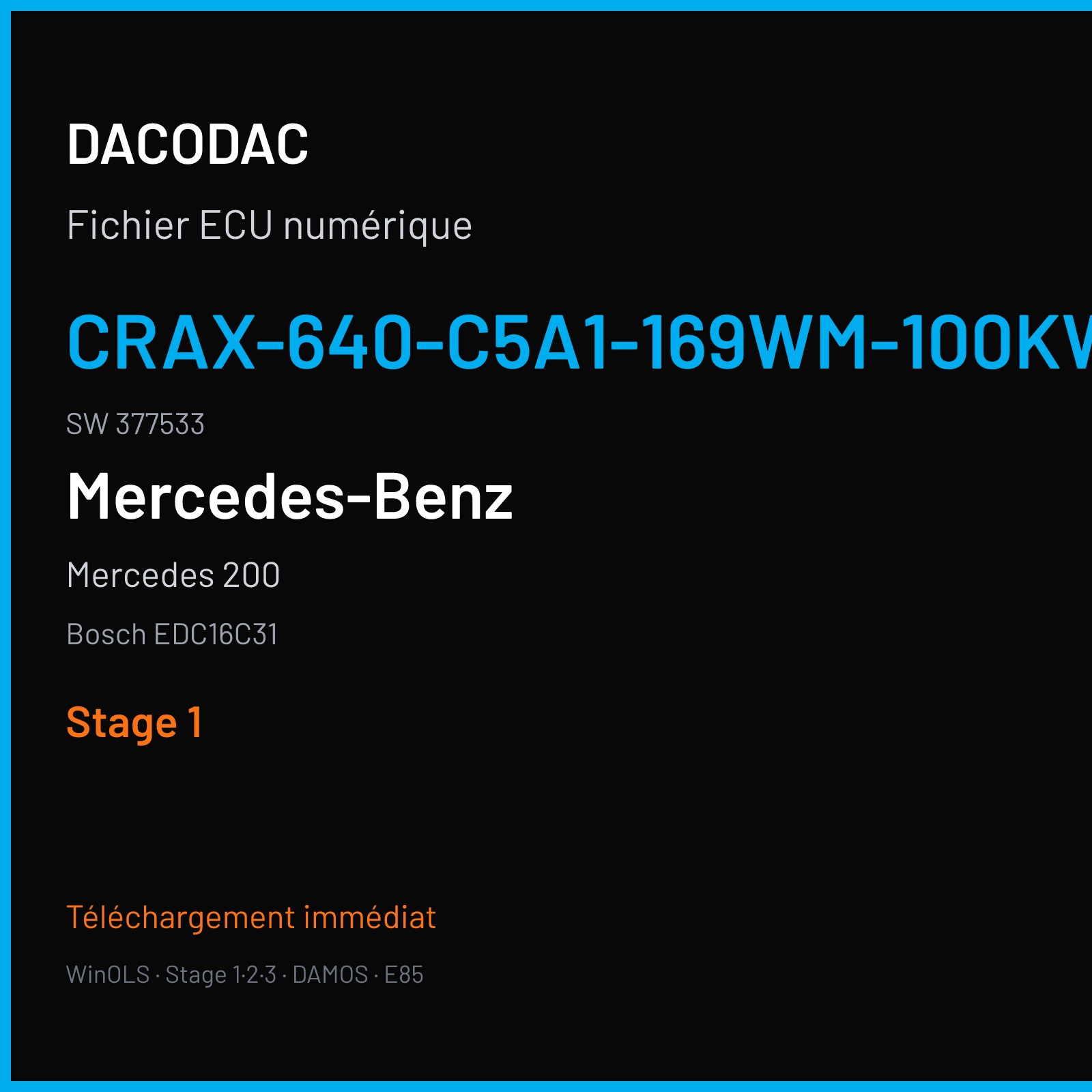 Mercedes 200 (2006) — Bosch EDC16C31 — CRAX-640-C5A1-169WM-100KW-EU4-025 · 377533 — Stage 1