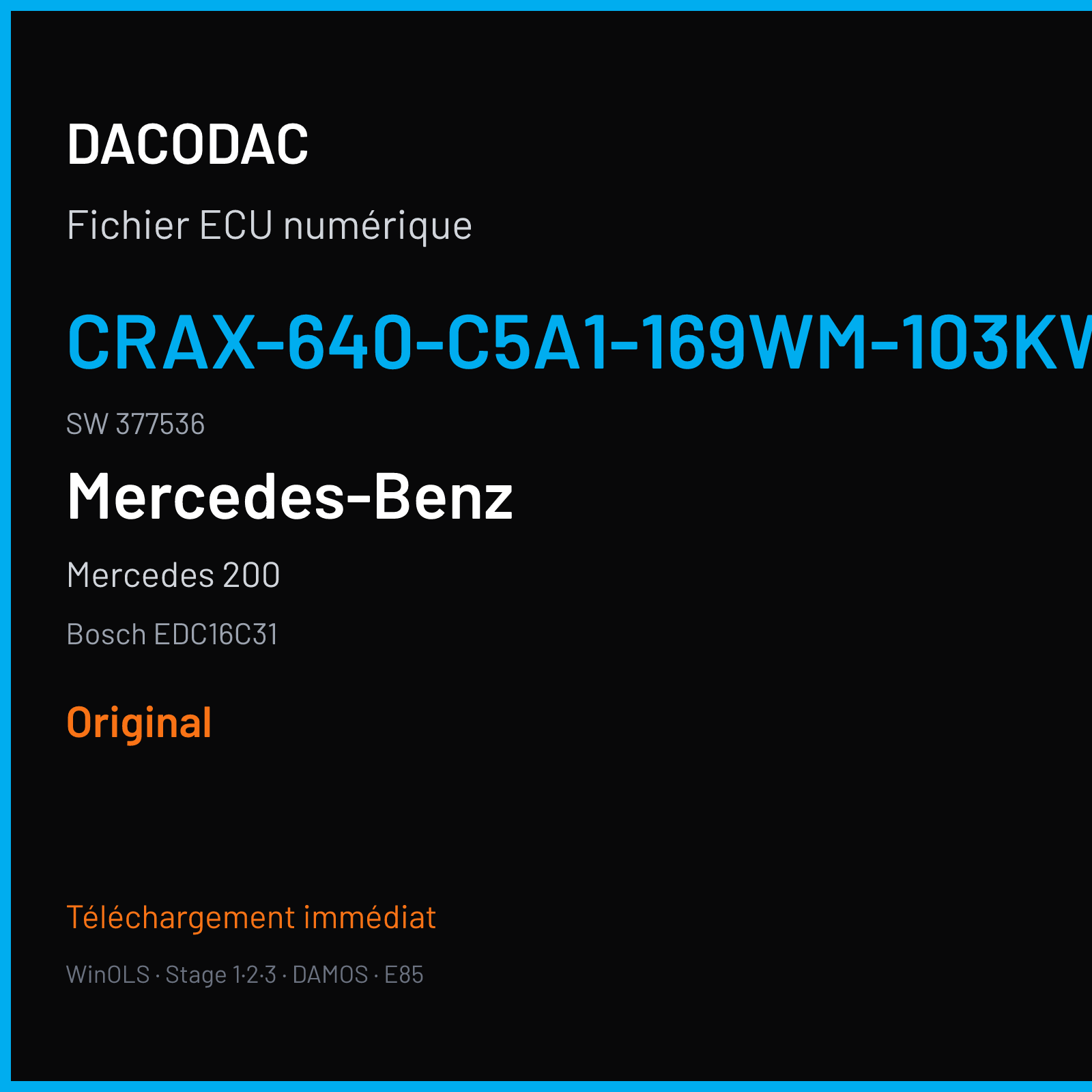 Mercedes 200 (2005) — Bosch EDC16C31 — CRAX-640-C5A1-169WM-103KW-EU4DPF-025 · 377536 — Original