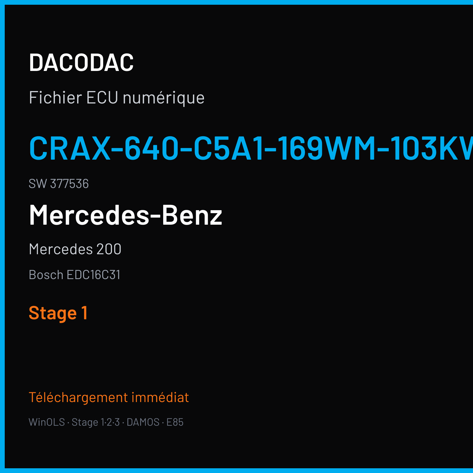 Mercedes 200 (2005) — Bosch EDC16C31 — CRAX-640-C5A1-169WM-103KW-EU4DPF-025 · 377536 — Stage 1
