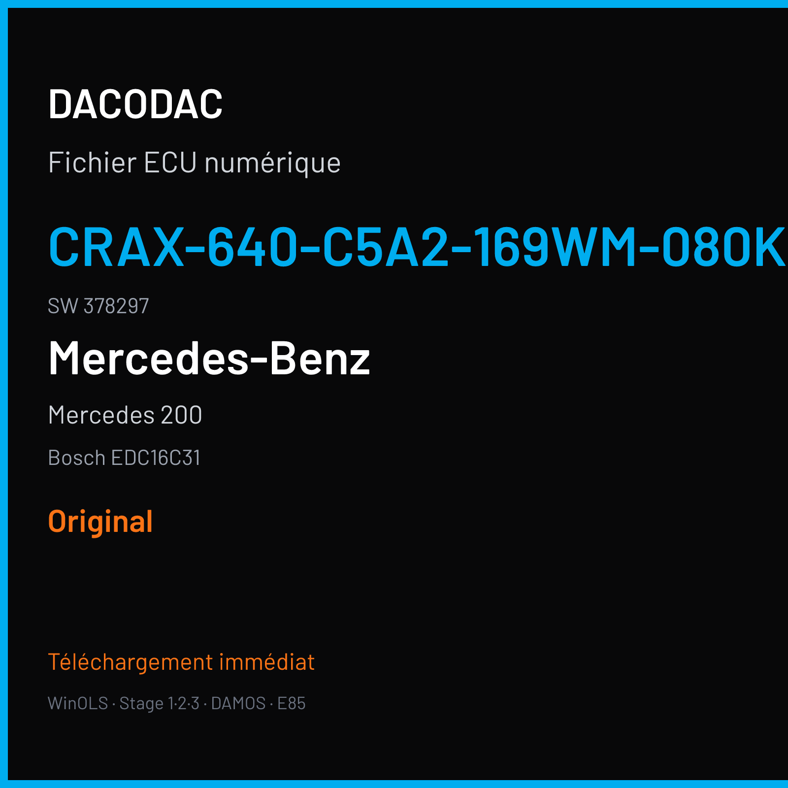 Mercedes 200 (2008) — Bosch EDC16C31 — CRAX-640-C5A2-169WM-080KW-EU4DPF-010 · 378297 — Original
