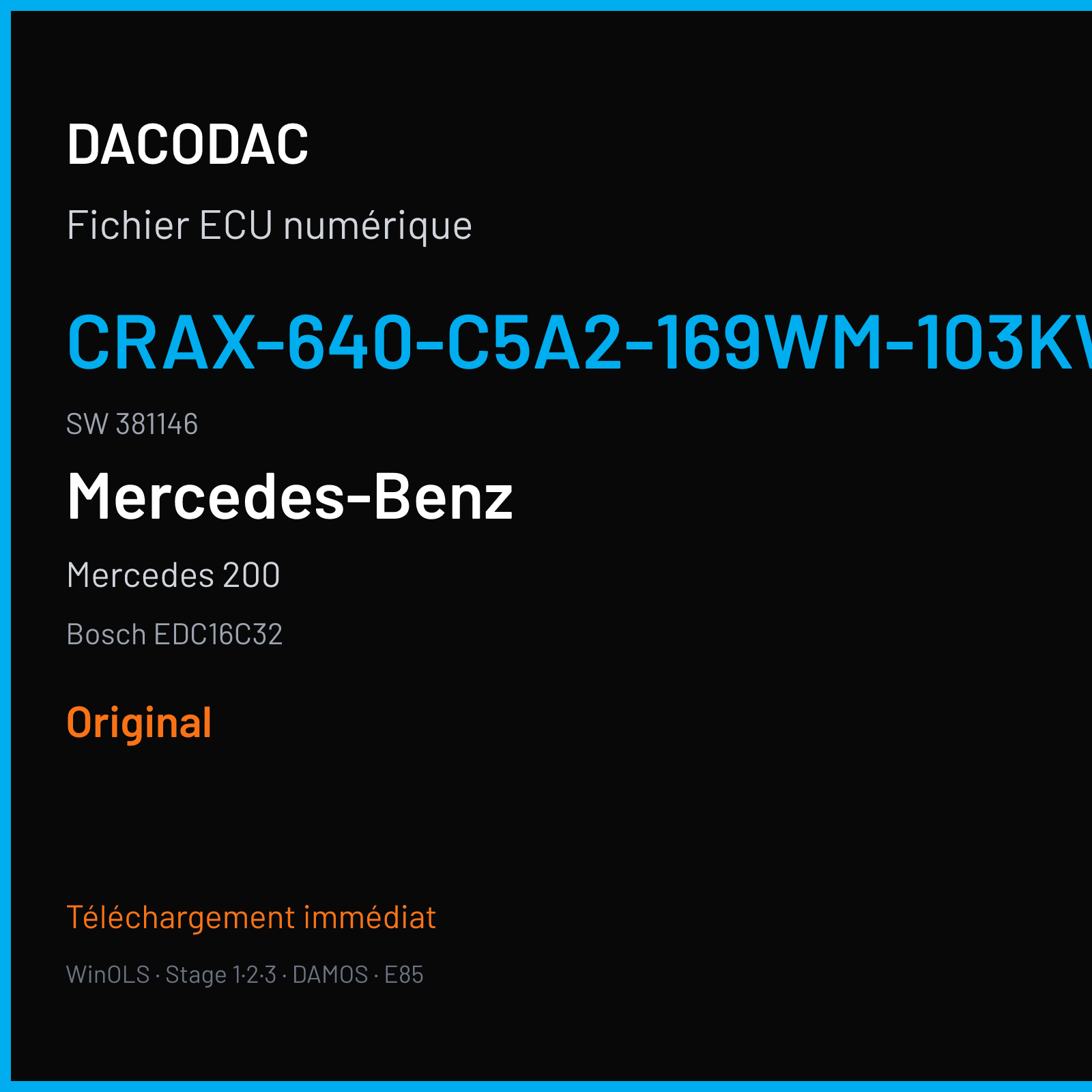 Mercedes 200 (2005) — Bosch EDC16C32 — CRAX-640-C5A2-169WM-103KW-EU4-011 · 381146 — Original
