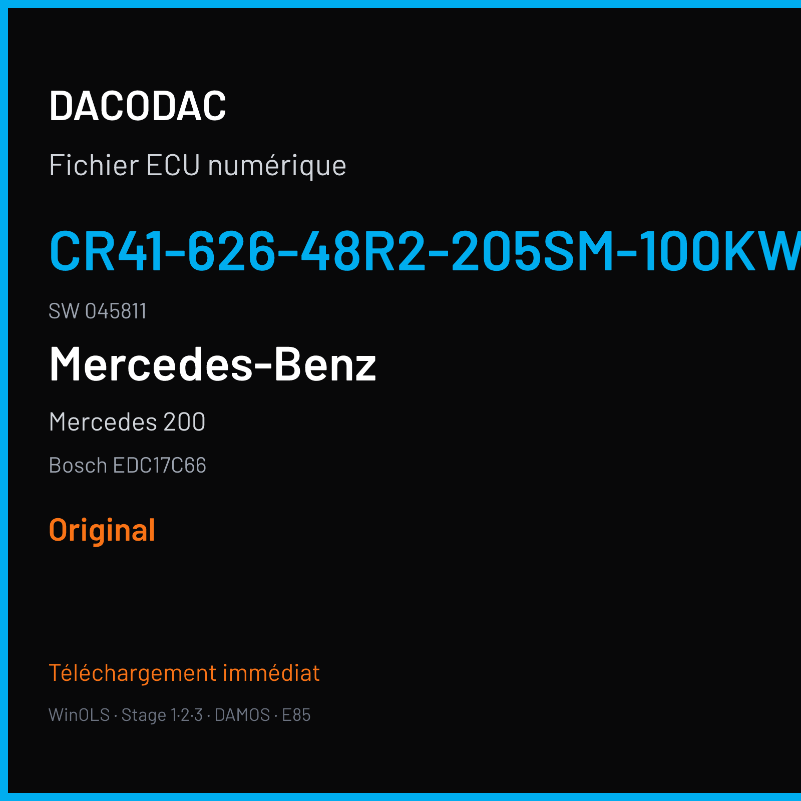 Mercedes 200 (2015) — Bosch EDC17C66 — CR41-626-48R2-205SM-100KW-CH4-EU6SCR · 045811 — Original