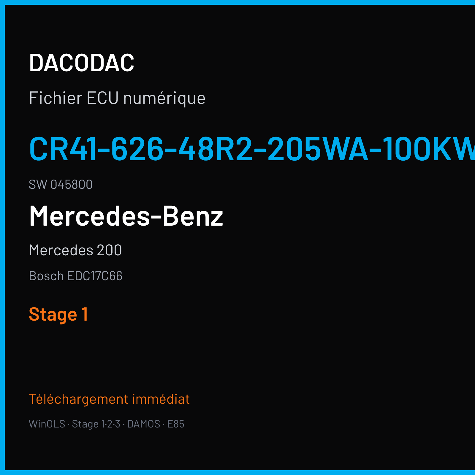 Mercedes 200 (2013) — Bosch EDC17C66 — CR41-626-48R2-205WA-100KW-CH4-EU6SCR · 045800 — Stage 1