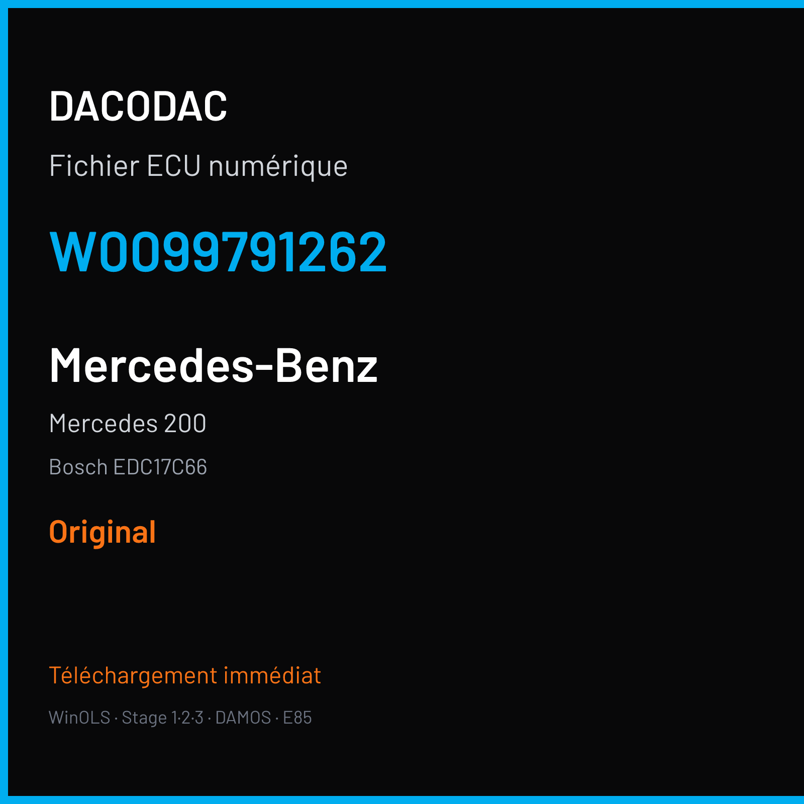 Mercedes 200 (2016) — Bosch EDC17C66 — W0099791262 — Original
