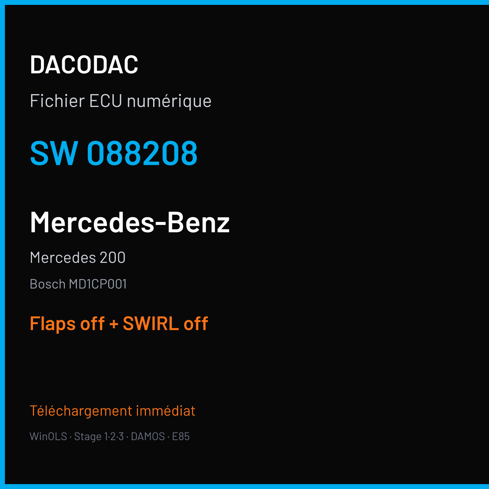 Mercedes 200 (2019) — Bosch MD1CP001 — 088208 — Flaps off + SWIRL off