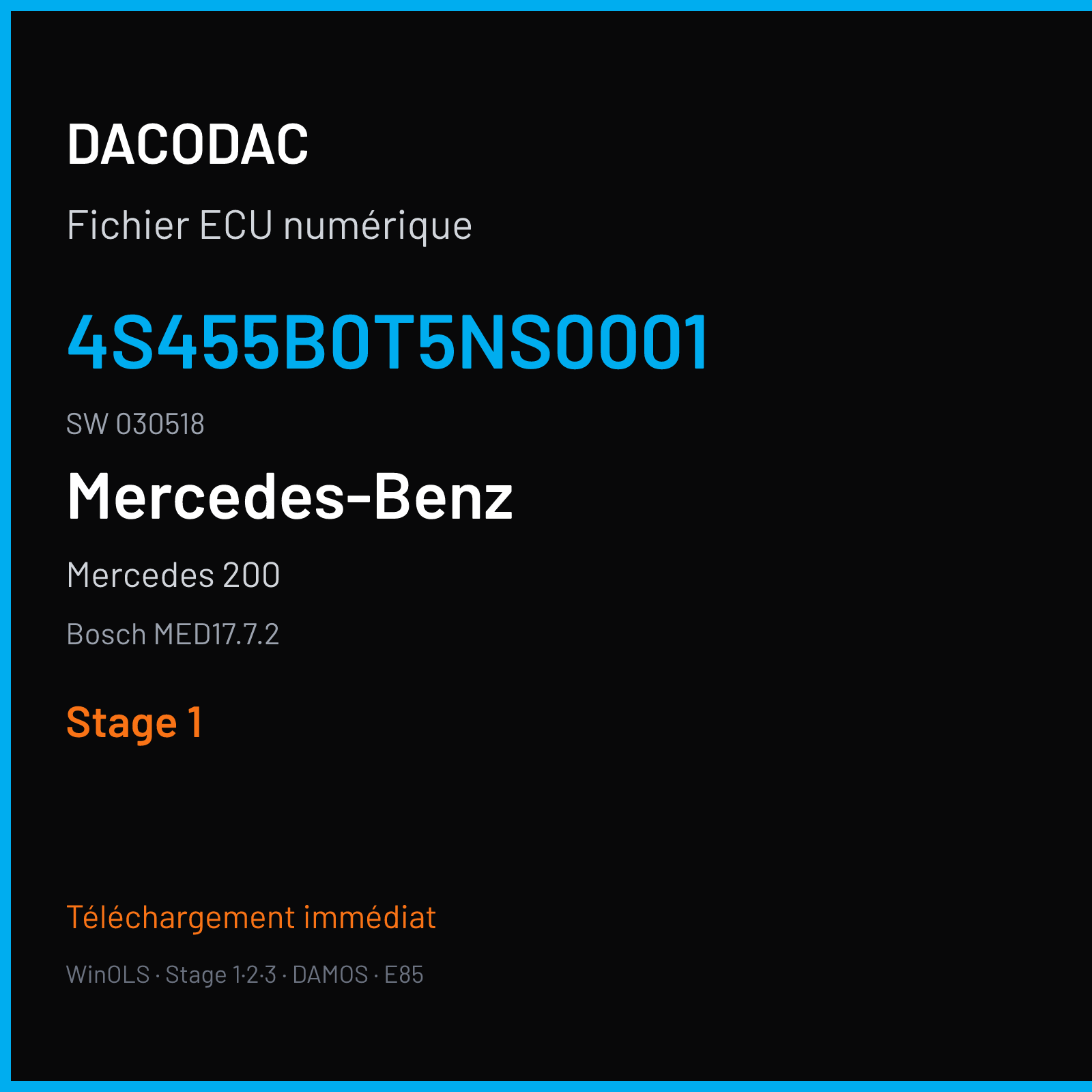 Mercedes 200 (2016) — Bosch MED17.7.2 — 4S455B0T5NS0001 · 030518 — Stage 1
