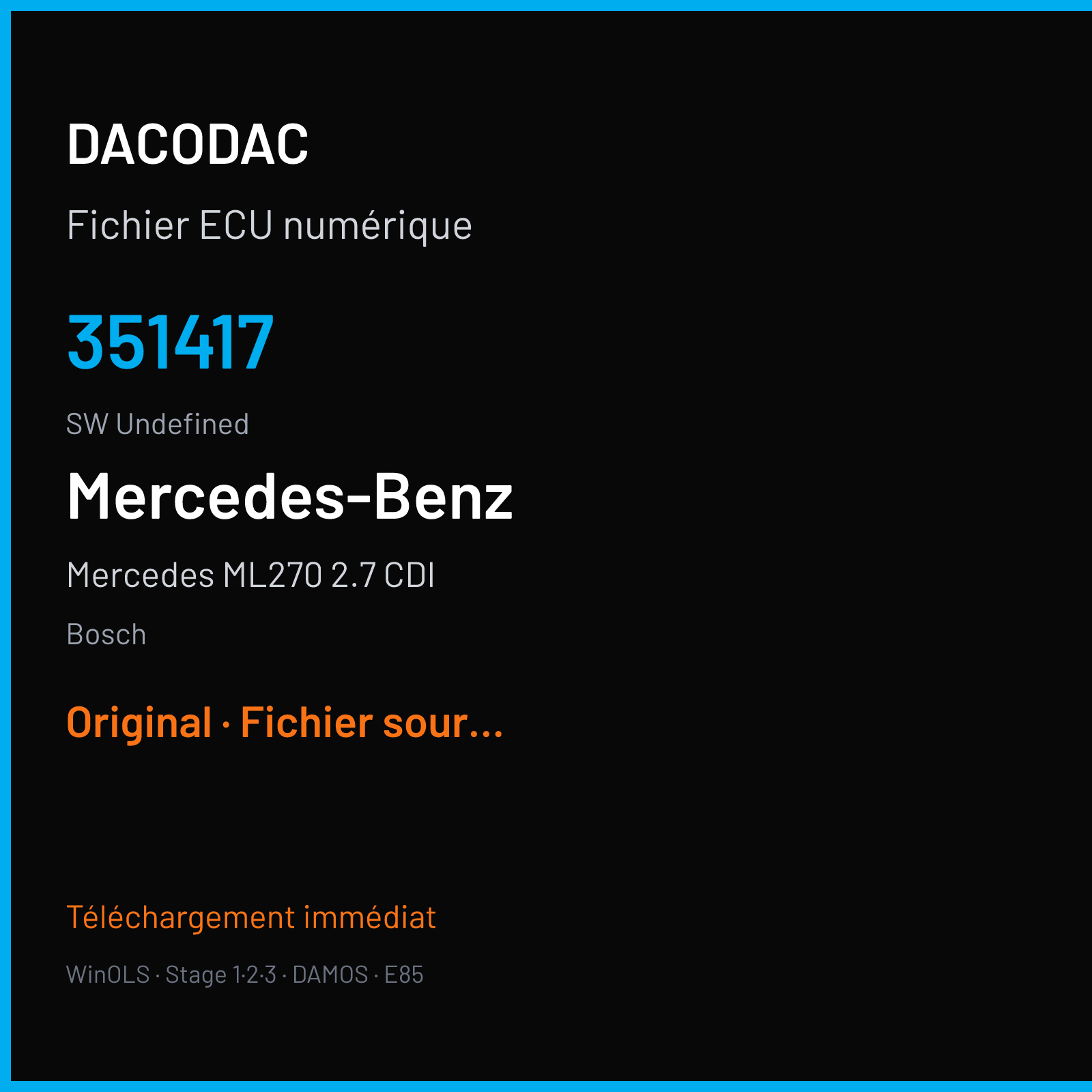 Mercedes ML270 2.7 CDI (2004) — Bosch — 351417 · Undefined — Original