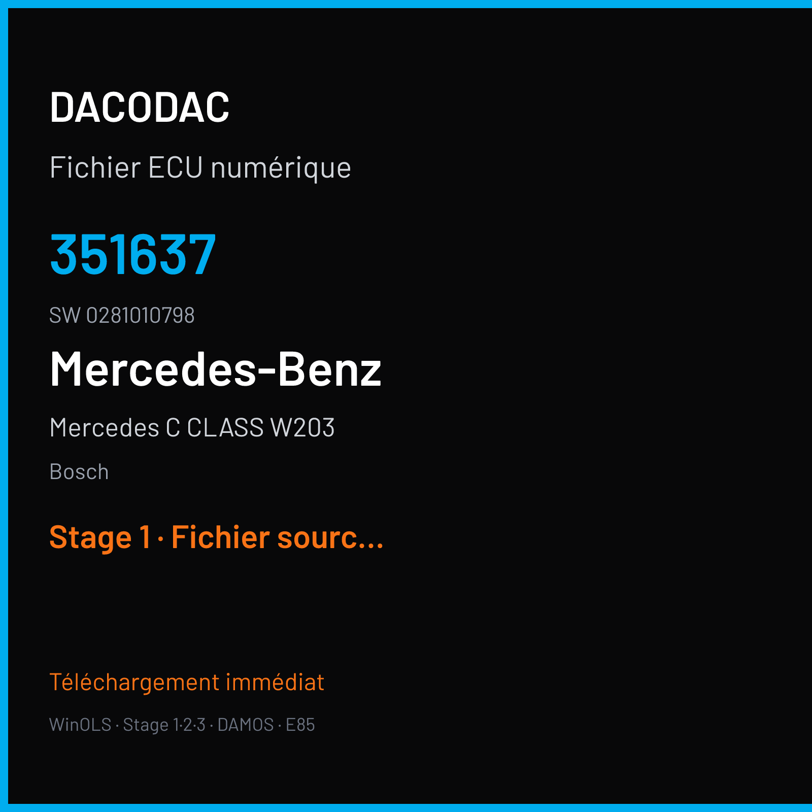 Mercedes C CLASS W203 141 ch — Bosch — 351637 · 0281010798 — Stage 1