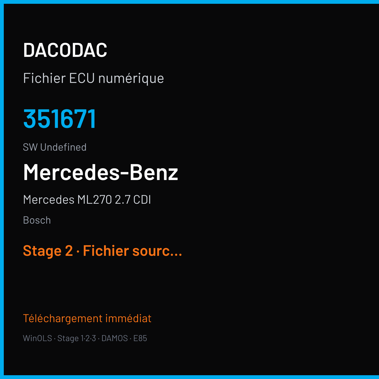 Mercedes ML270 2.7 CDI (2005) — Bosch — 351671 · Undefined — Stage 2
