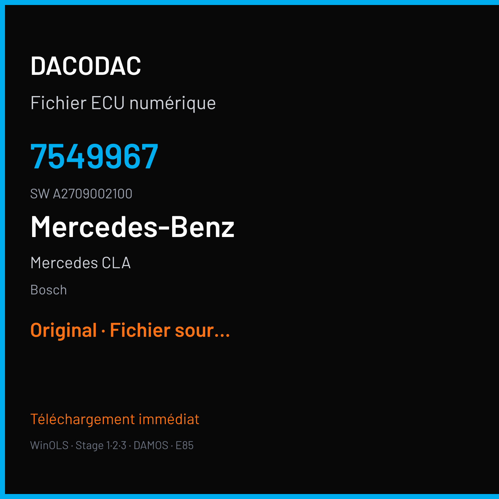 Mercedes CLA (2015) — Bosch — 7549967 · A2709002100 — Original