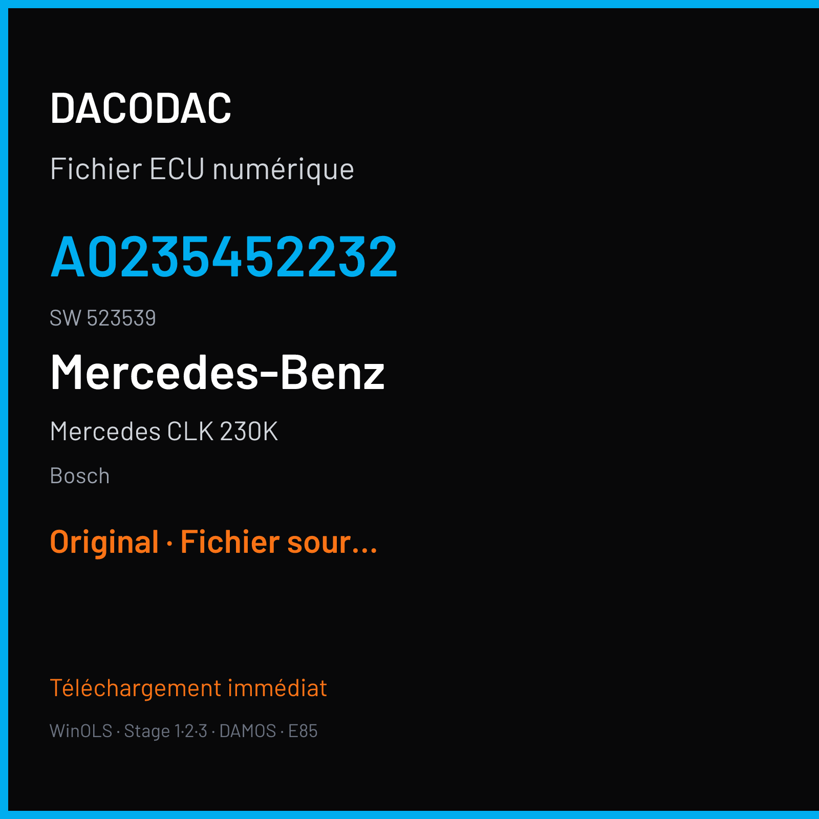 Mercedes CLK 230K (1997) — Bosch — A0235452232 · 523539 — Original