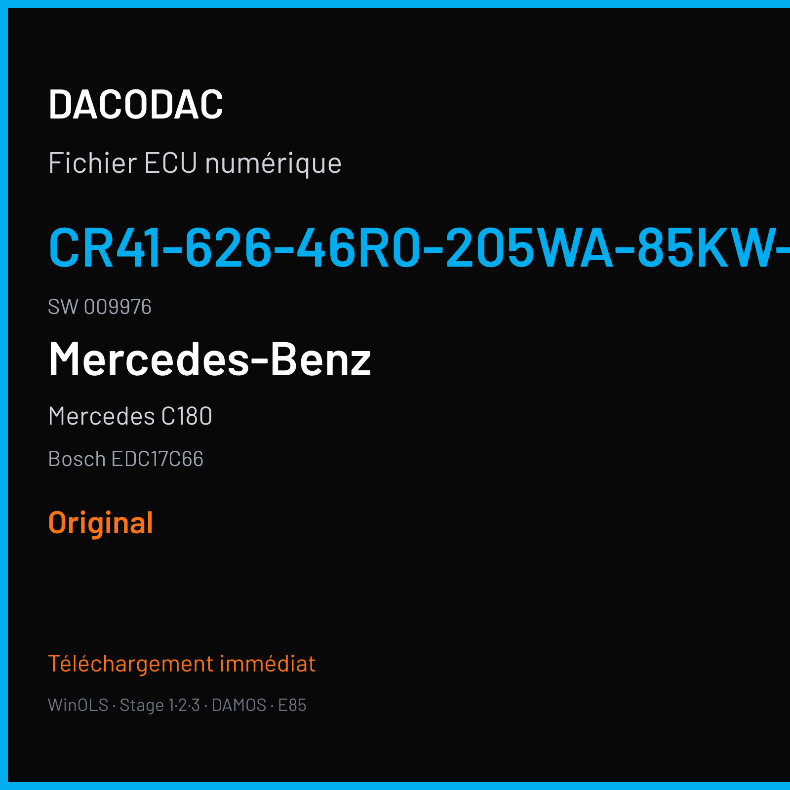 Mercedes C180 (2015) — Bosch EDC17C66 — CR41-626-46R0-205WA-85KW-CH4-EU6SCR · 009976 — Original