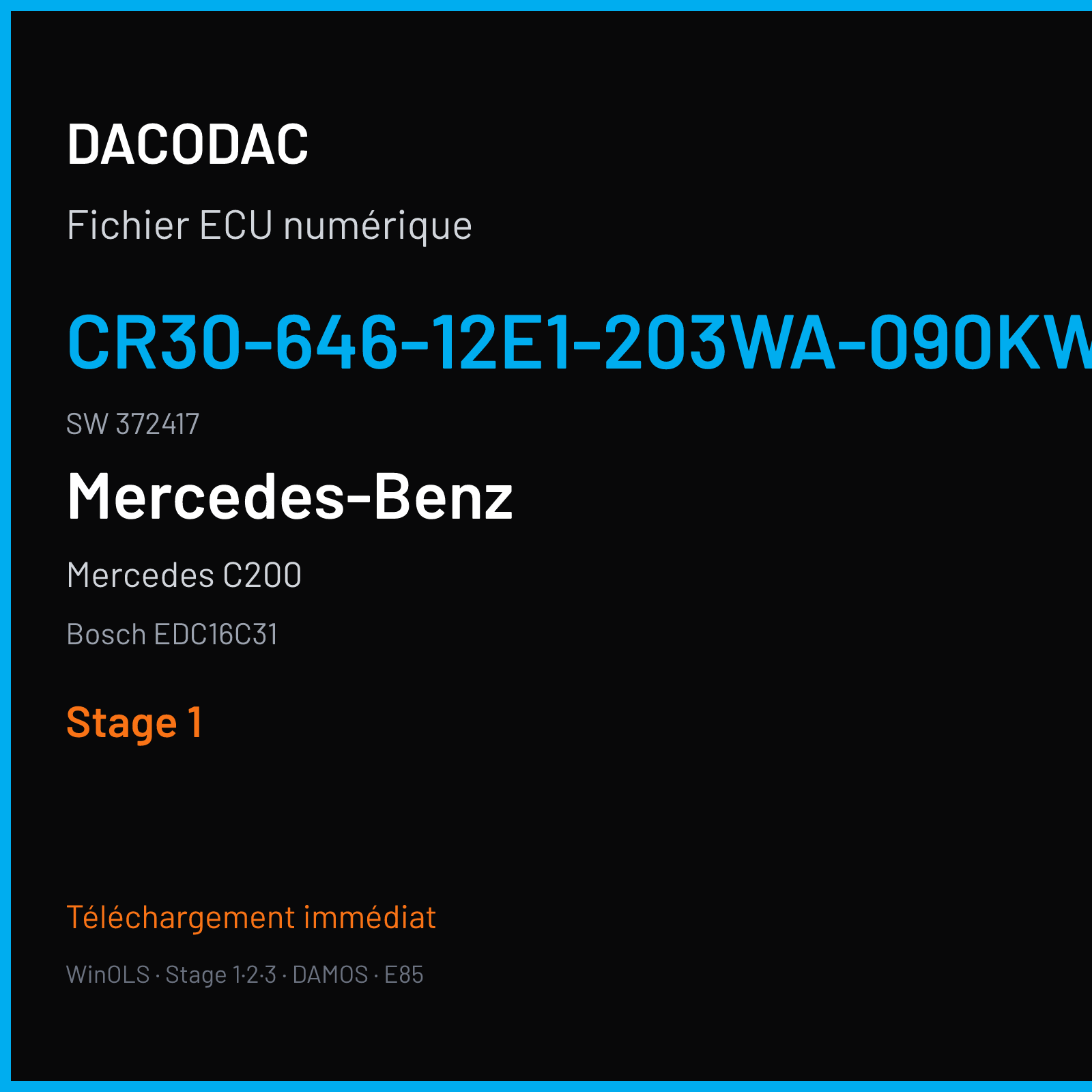 Mercedes C200 — Bosch EDC16C31 — CR30-646-12E1-203WA-090KW-EU4O-ME-1305X017 · 372417 — Stage 1