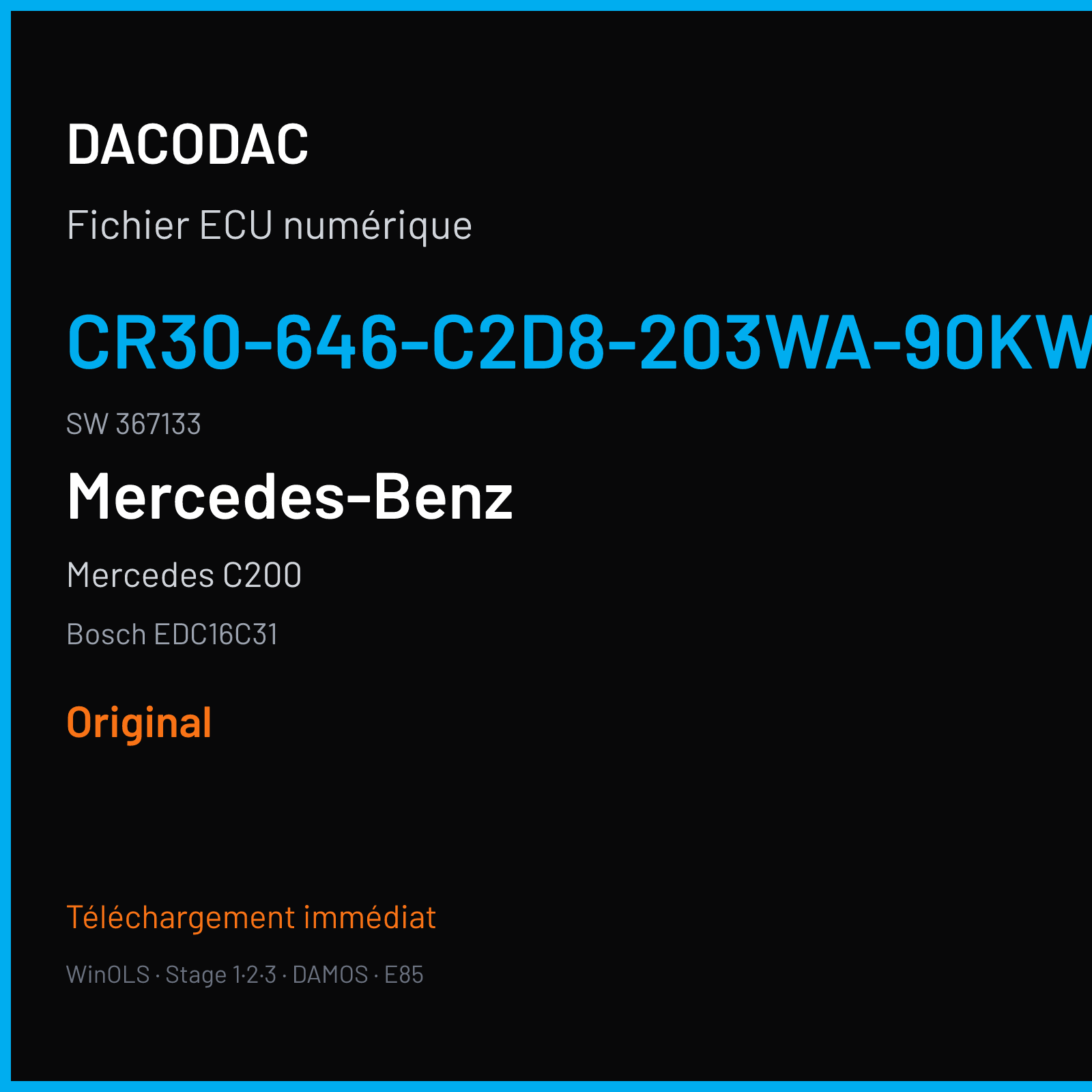 Mercedes C200 (2004) — Bosch EDC16C31 — CR30-646-C2D8-203WA-90KW-EU3-ME-0103X003 · 367133 — Original