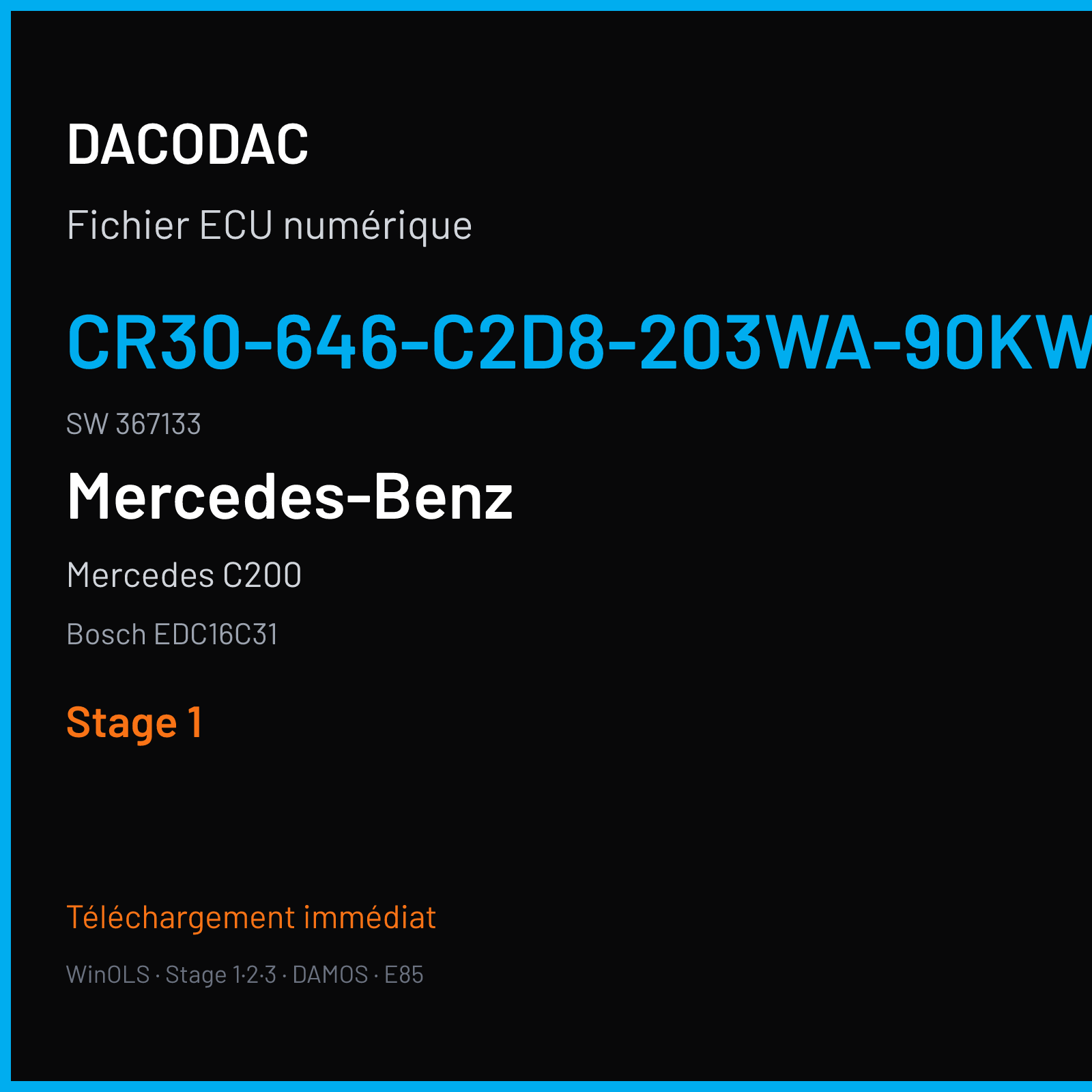 Mercedes C200 (2004) — Bosch EDC16C31 — CR30-646-C2D8-203WA-90KW-EU3-ME-0103X003 · 367133 — Stage 1