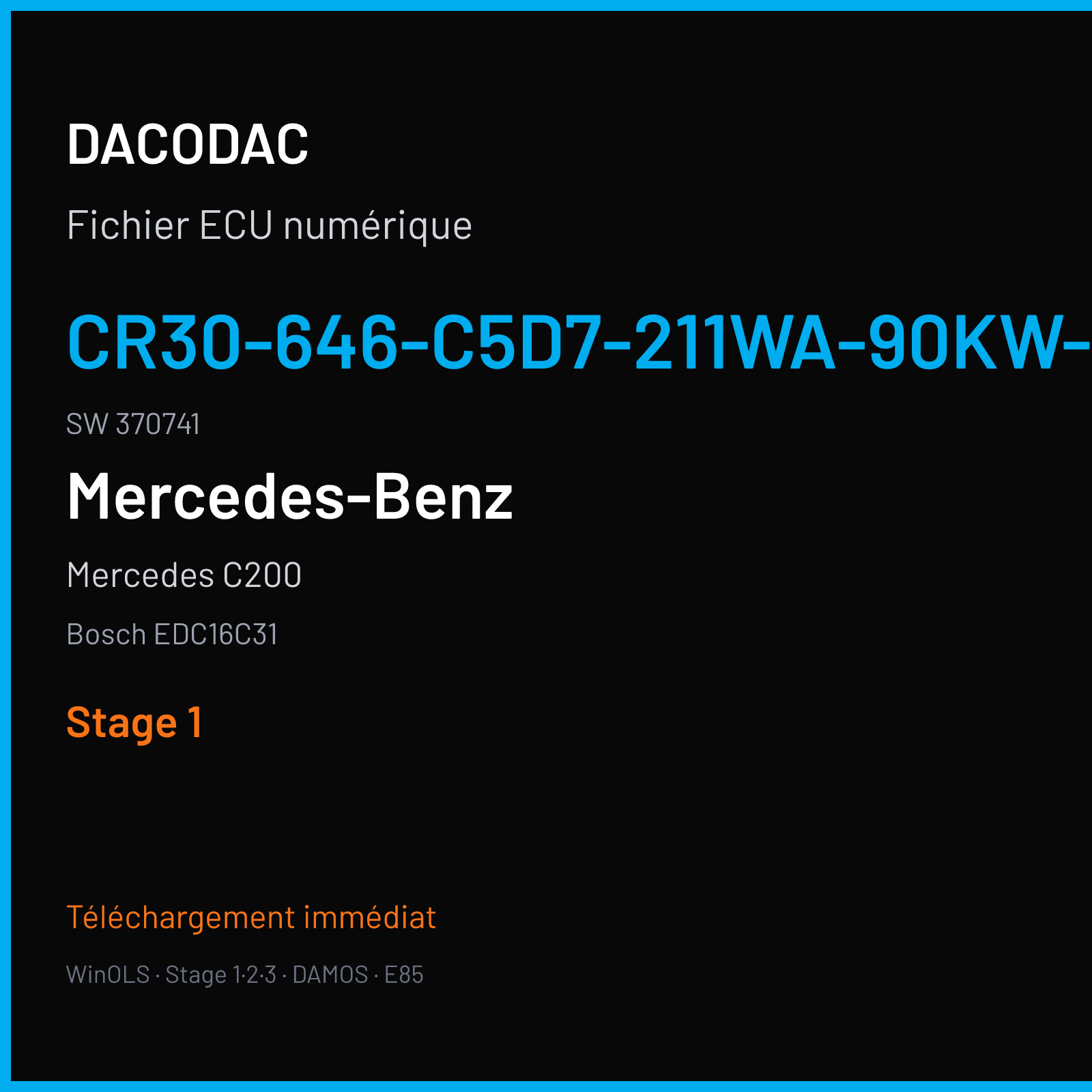 Mercedes C200 — Bosch EDC16C31 — CR30-646-C5D7-211WA-90KW-EU3-ME-1104X005 · 370741 — Stage 1